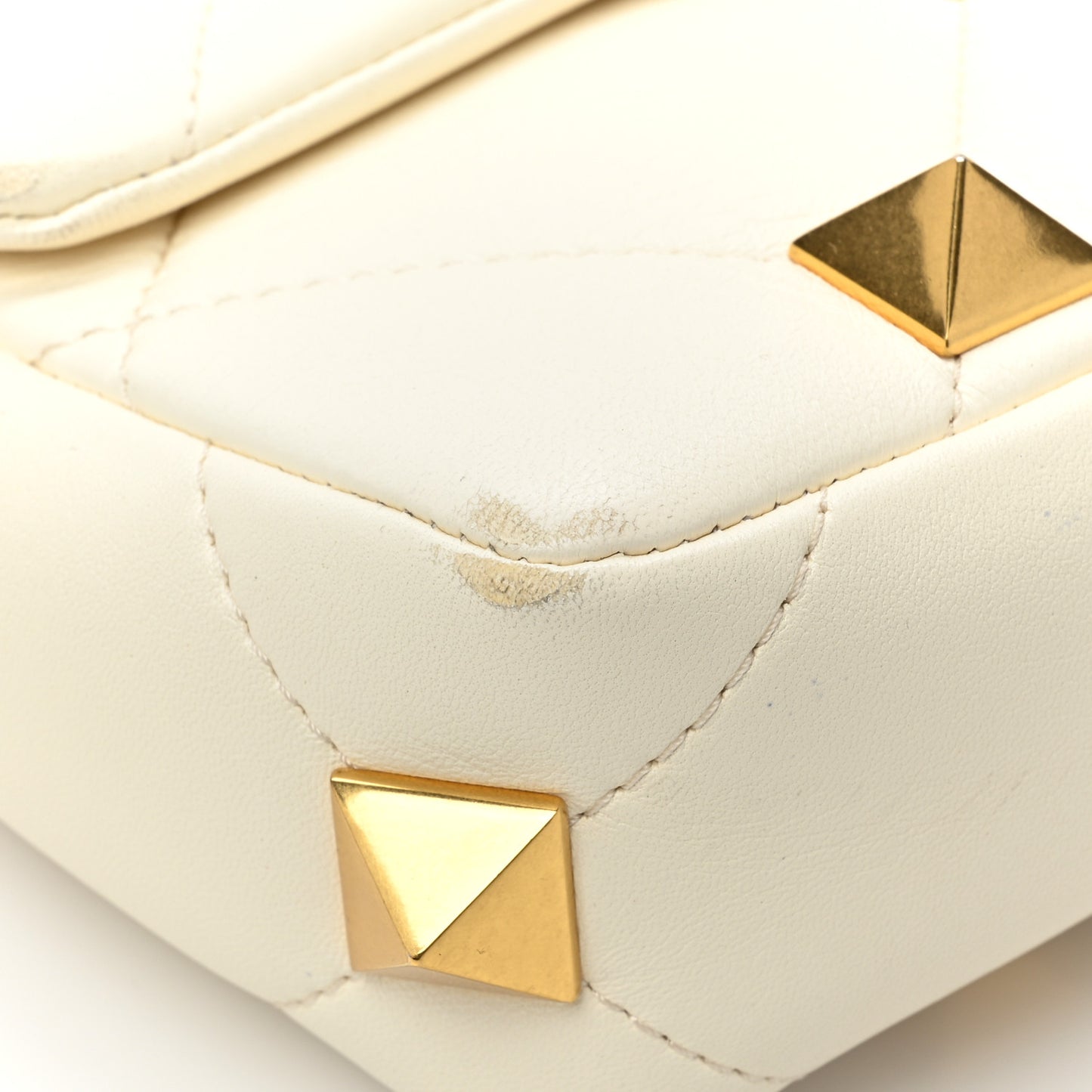 Nappa Small Roman Stud Shoulder Bag White