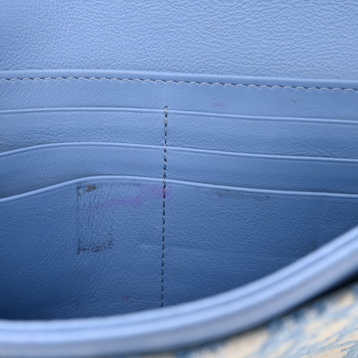 Oblique Saddle Chain Long Wallet Cornflower Blue