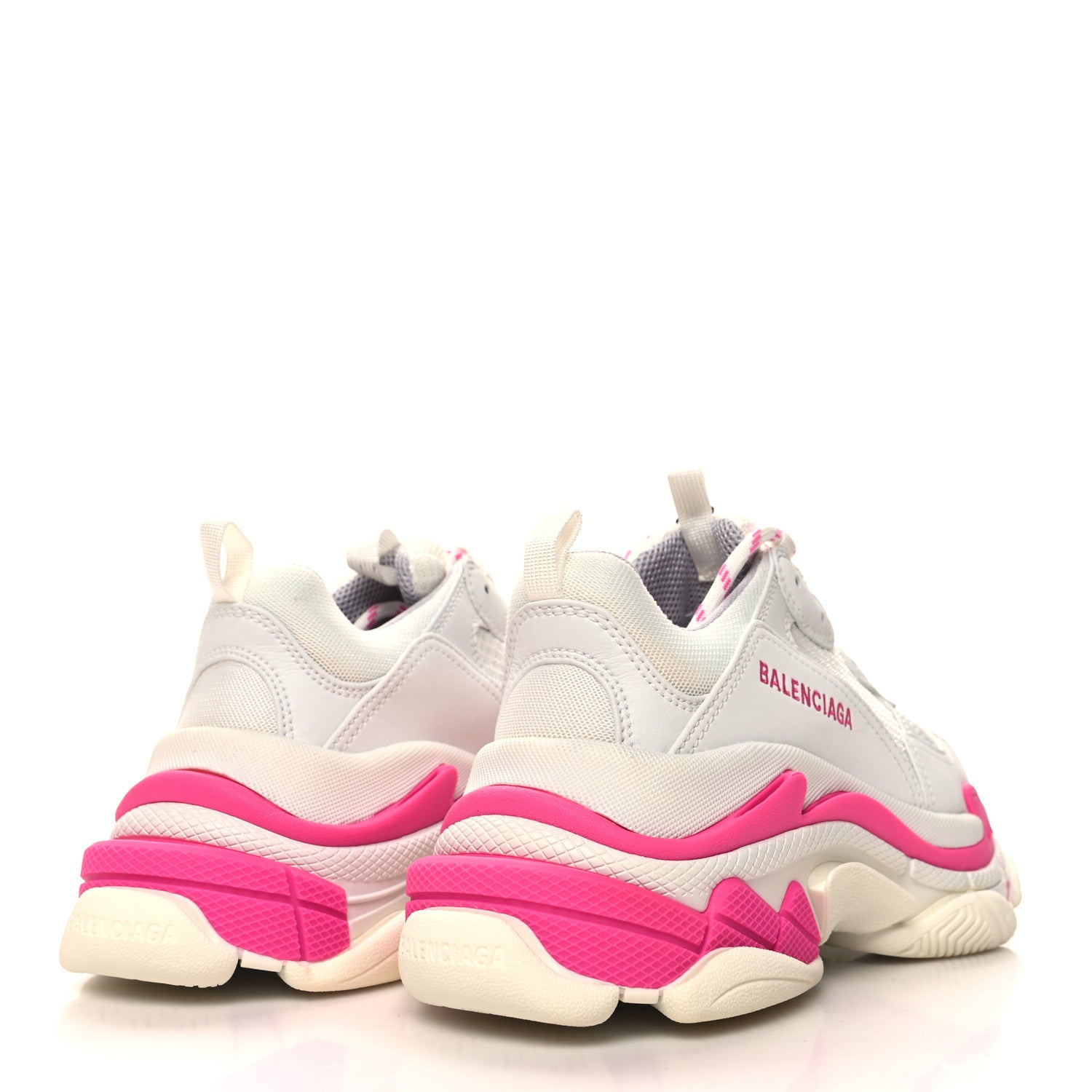 Balenciaga Fabric Mesh Womens Triple S Sneakers 38 Fluo Pink White 4 of 9