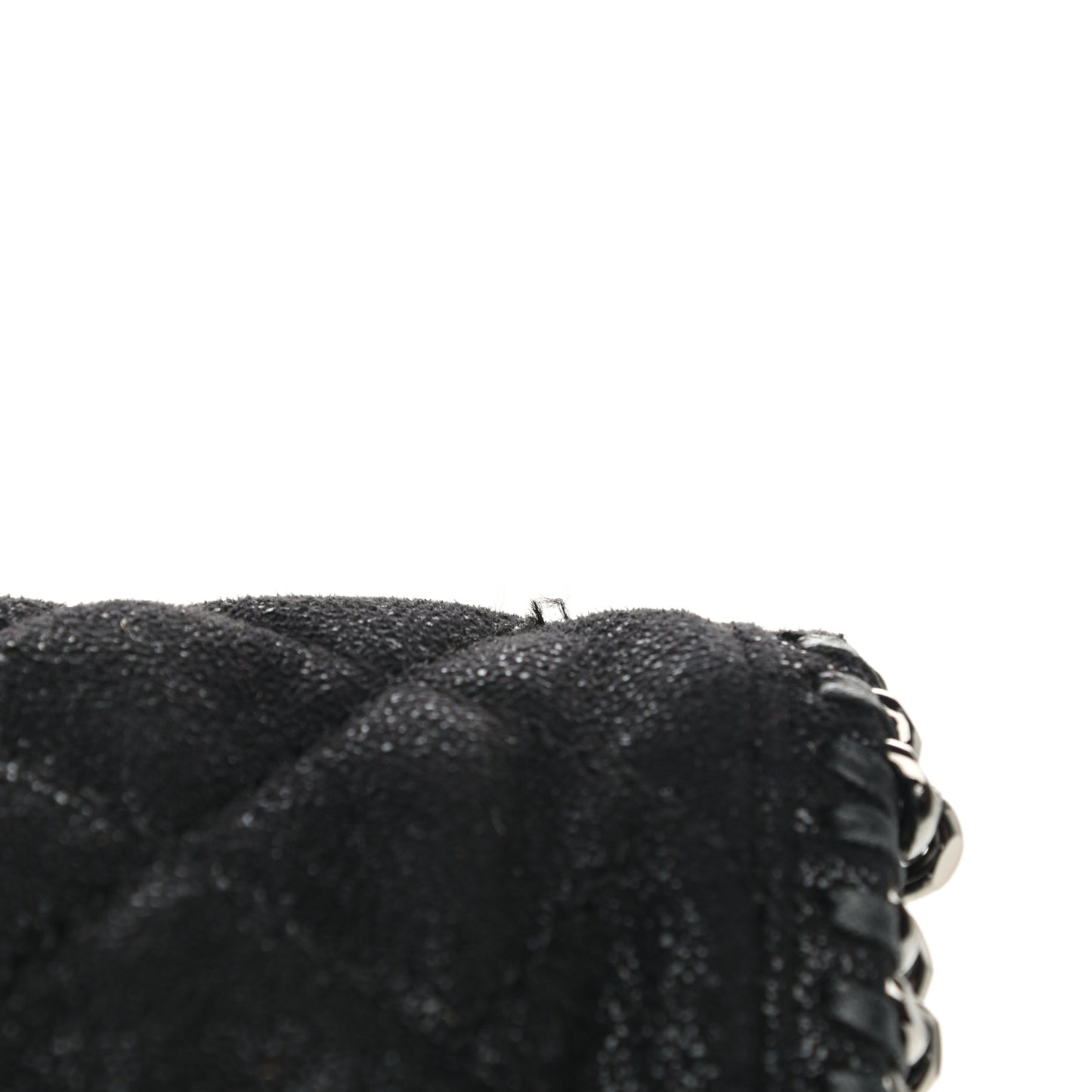 Shaggy Deer Quilted Falabella Fold Over Tote Black