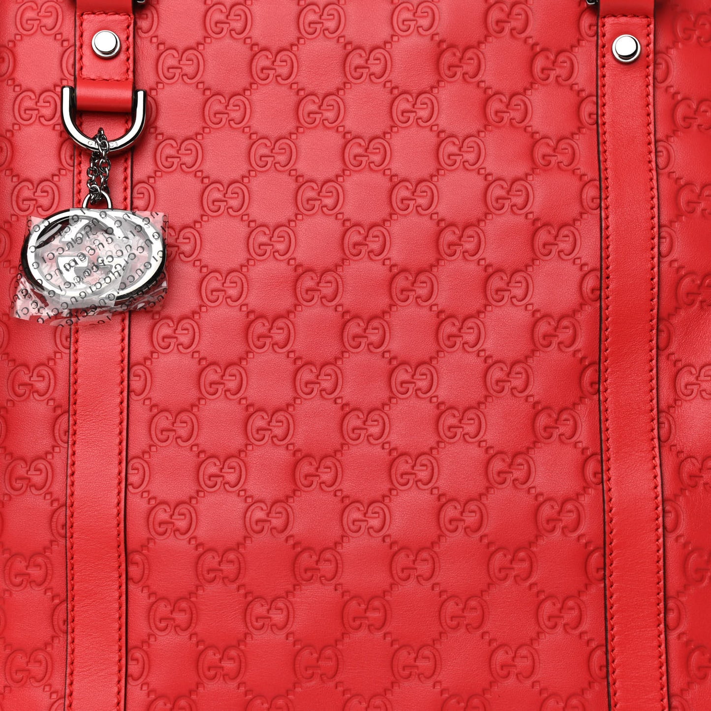 Guccissima Large GG Charm Convertible Dome Satchel Red