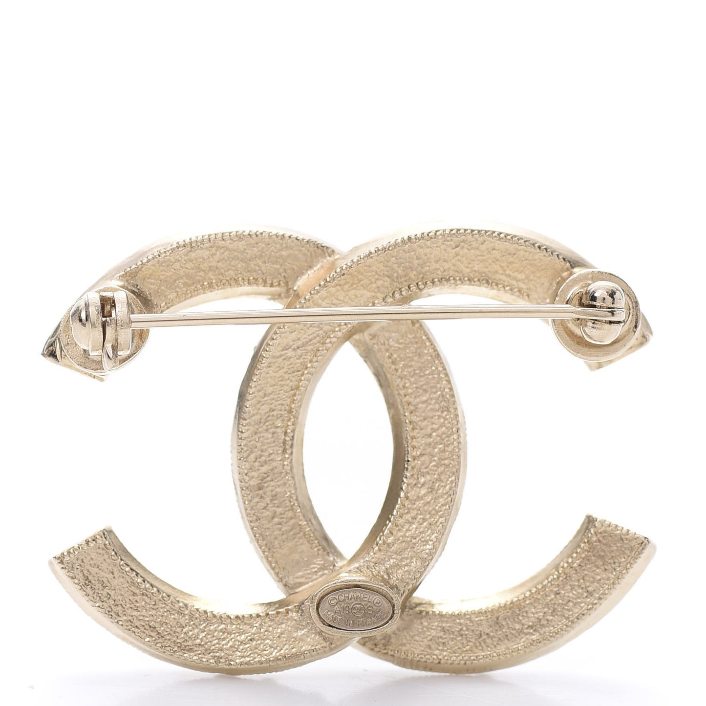 Pearl Enamel CC Brooch Black Gold