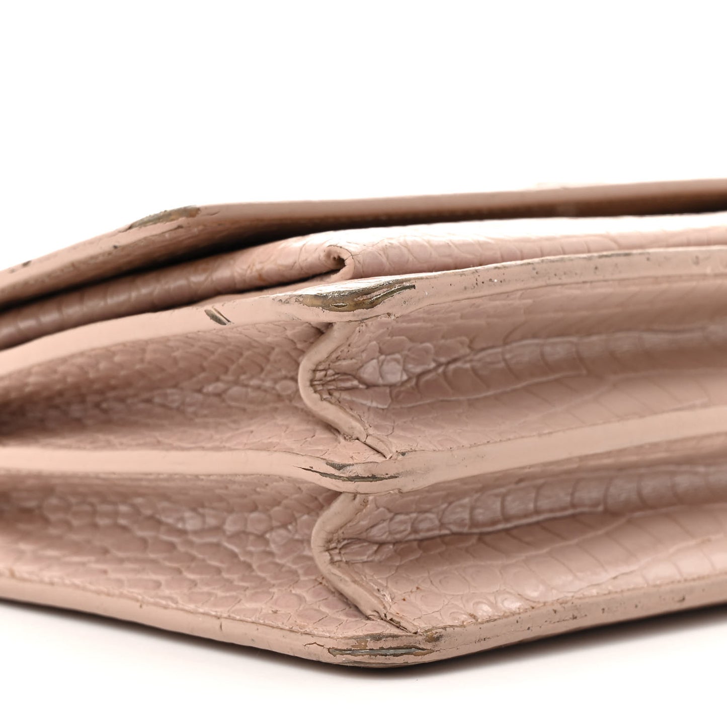 Calfskin Crocodile Embossed Medium Monogram Sunset Rose Antic