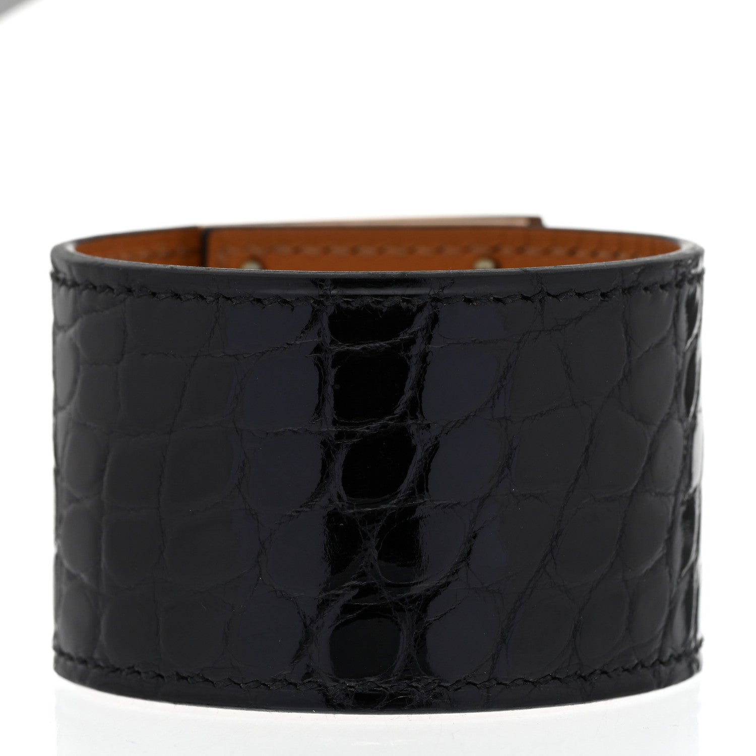 Hermes Shiny Alligator Kelly Dog Bracelet T1 Black 3 of 7