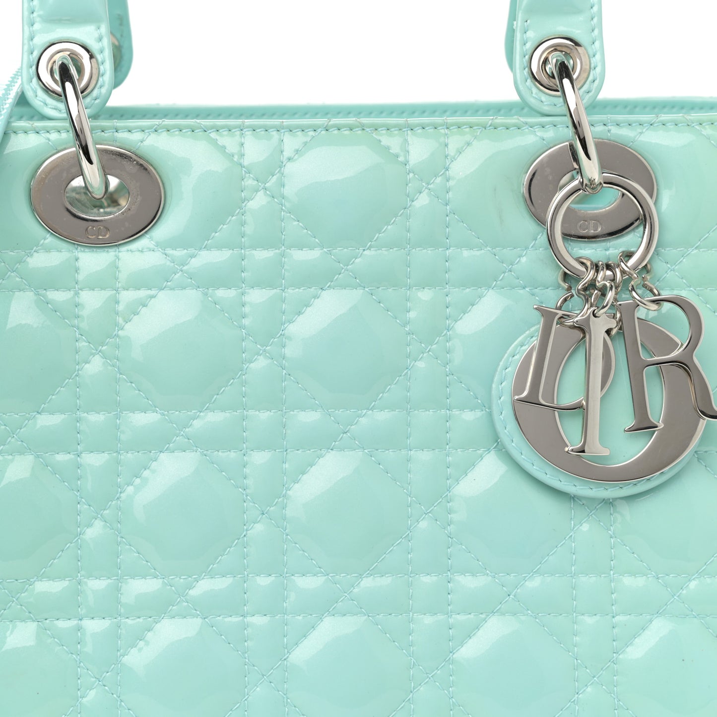 Patent Cannage Medium Lady Dior Light Blue