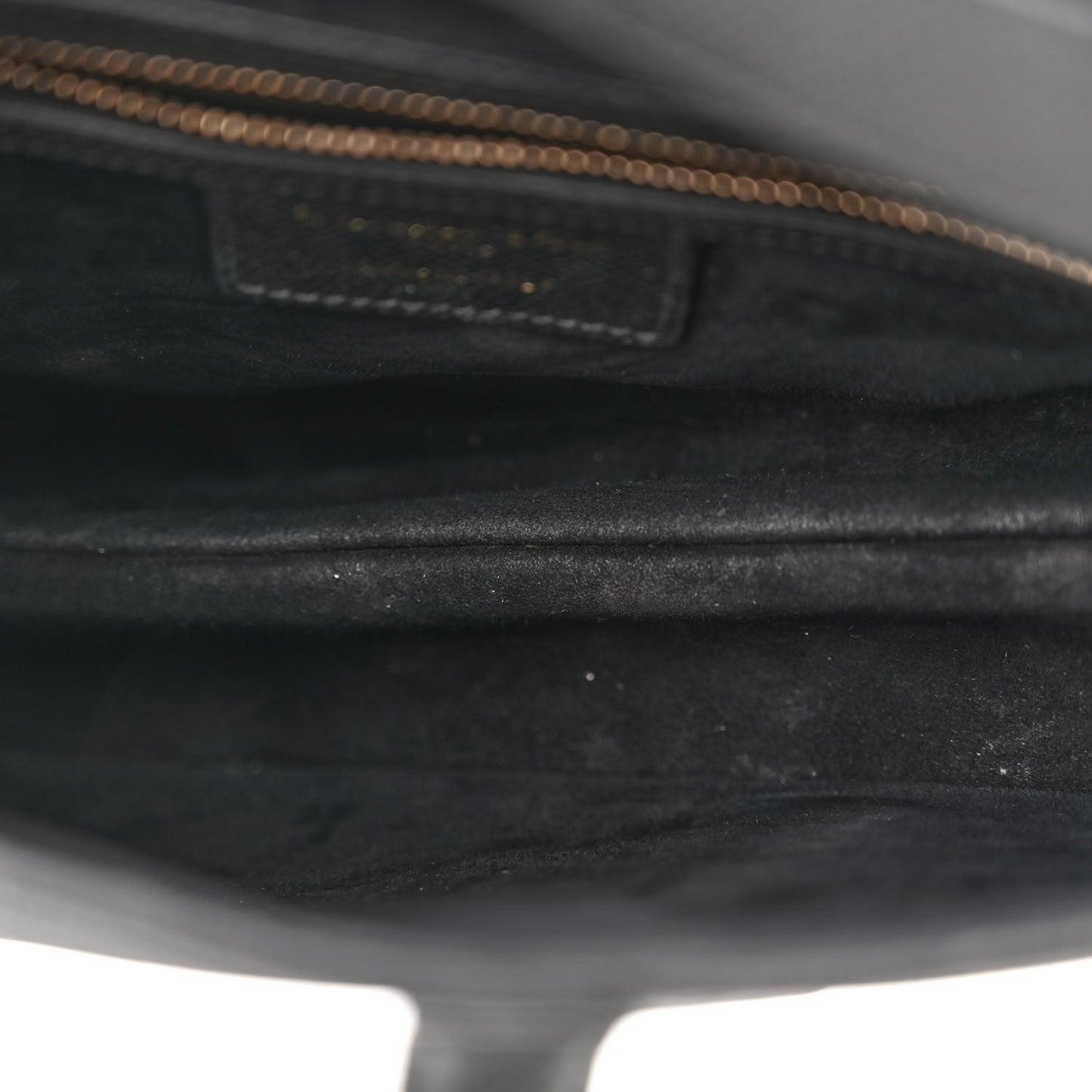 CHRISTIAN DIOR Grained Calfskin Saddle Bag With Strap Black