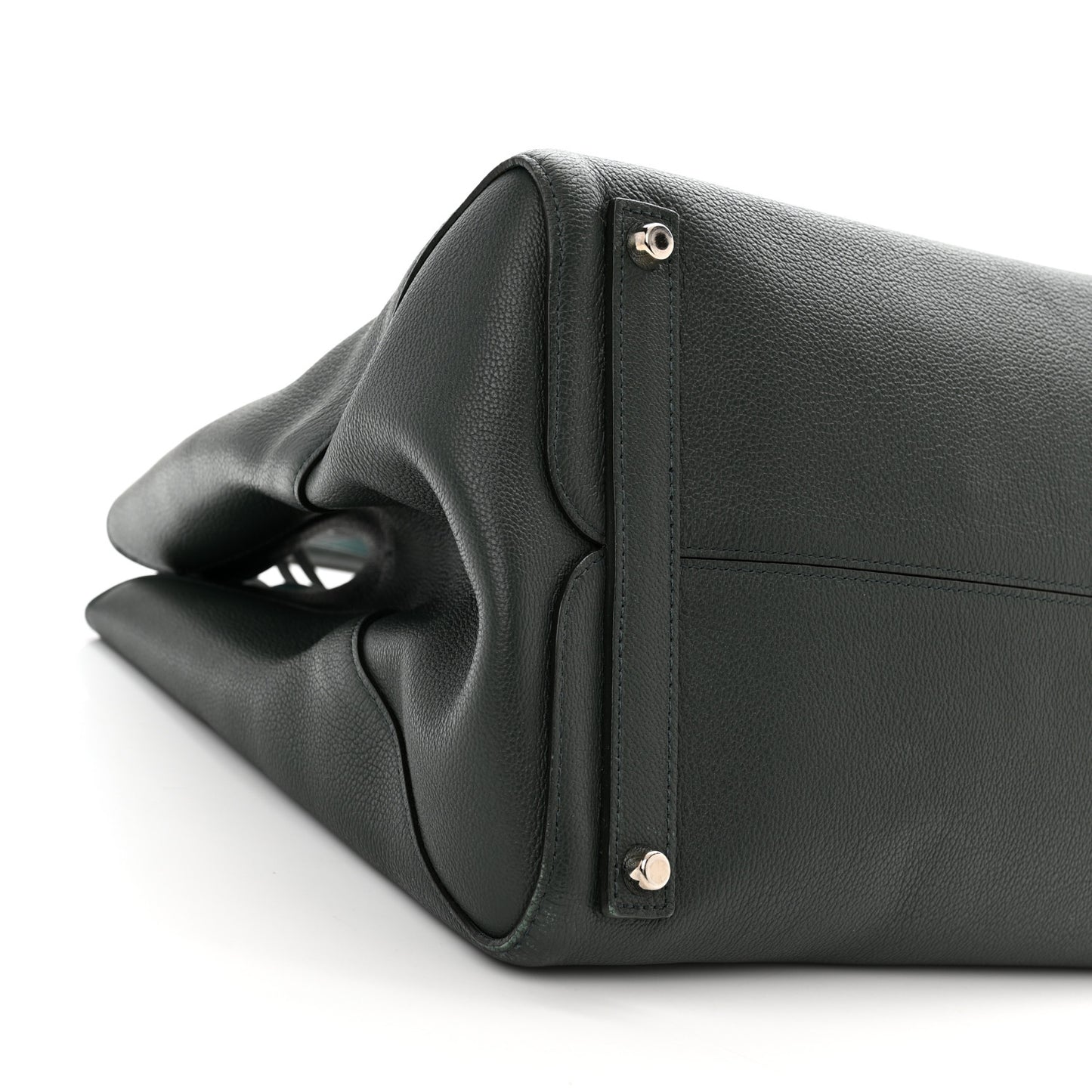 Supple Grained Calfskin Large Open Bar Tote Green