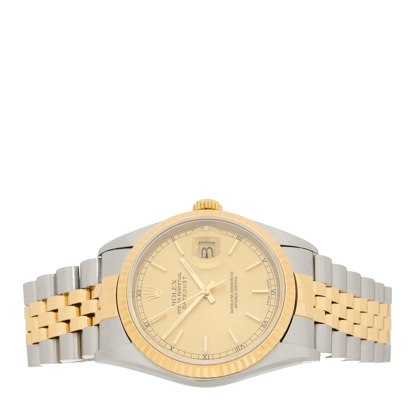 Stainless Steel 18K Yellow Gold 36mm Oyster Perpetual Datejust Watch Champagne 16233