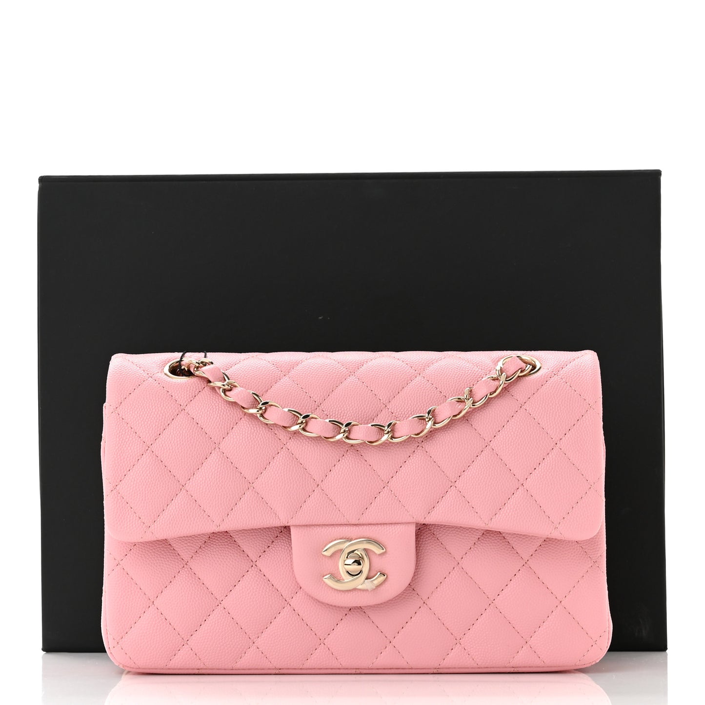 Caviar Quilted Small Double Flap Pink