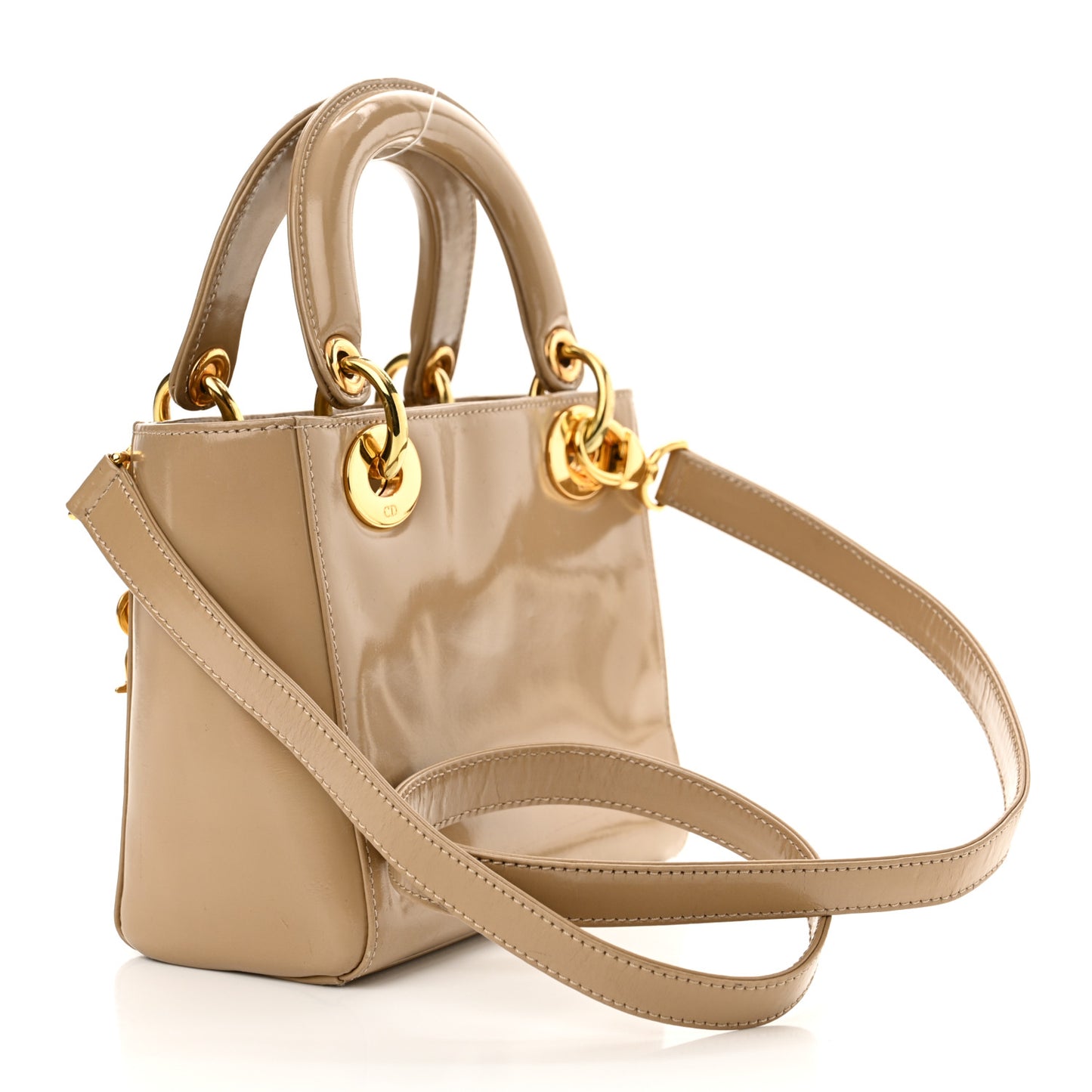 Patent Mini Lady Dior Beige