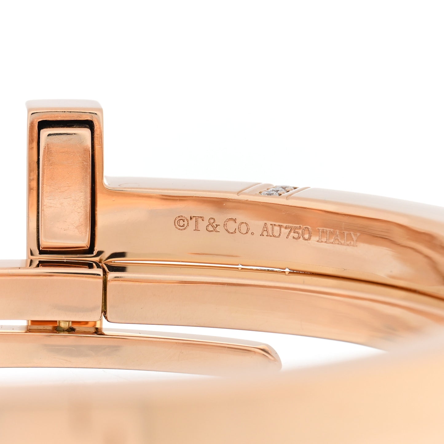 18K Rose Gold Diamond Wide T T1 Hinged Wrap Bangle Bracelet