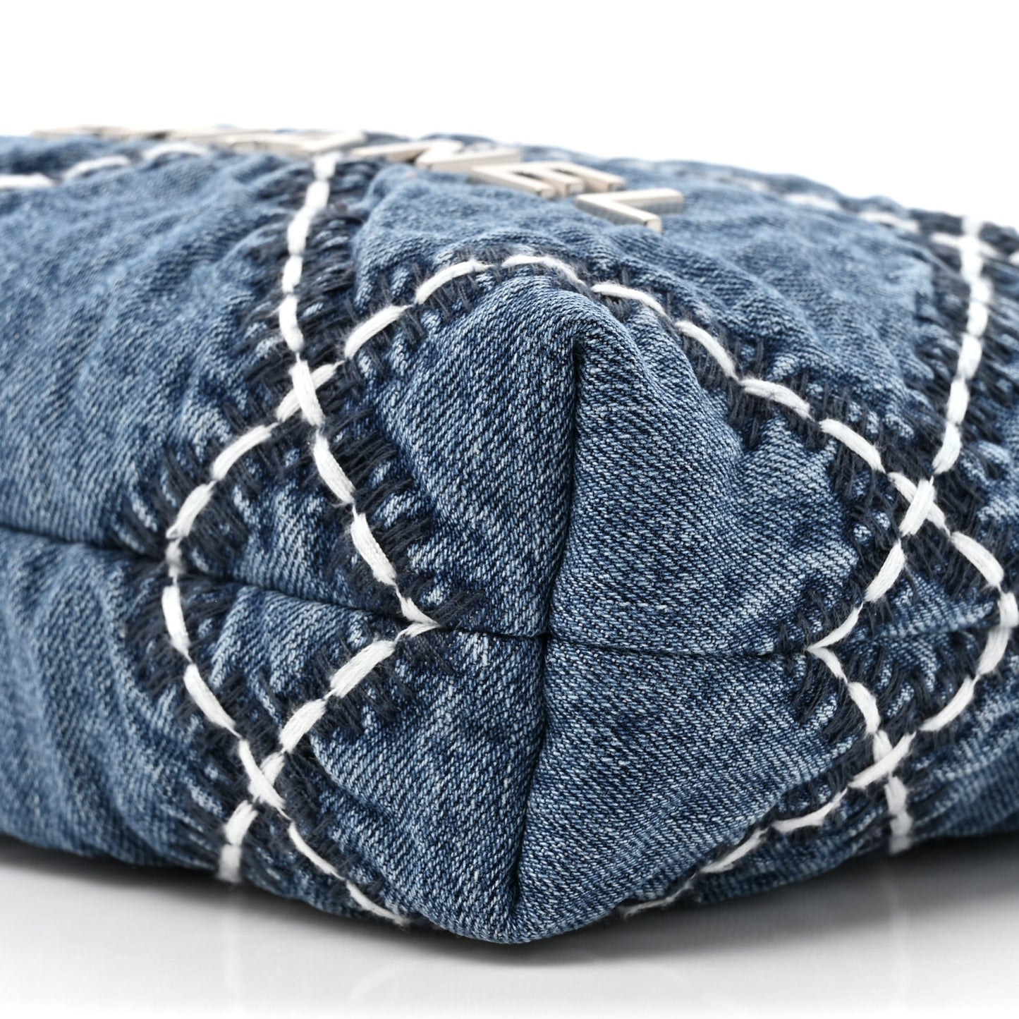 Denim Stitched Quilted Mini Chanel 22 Blue