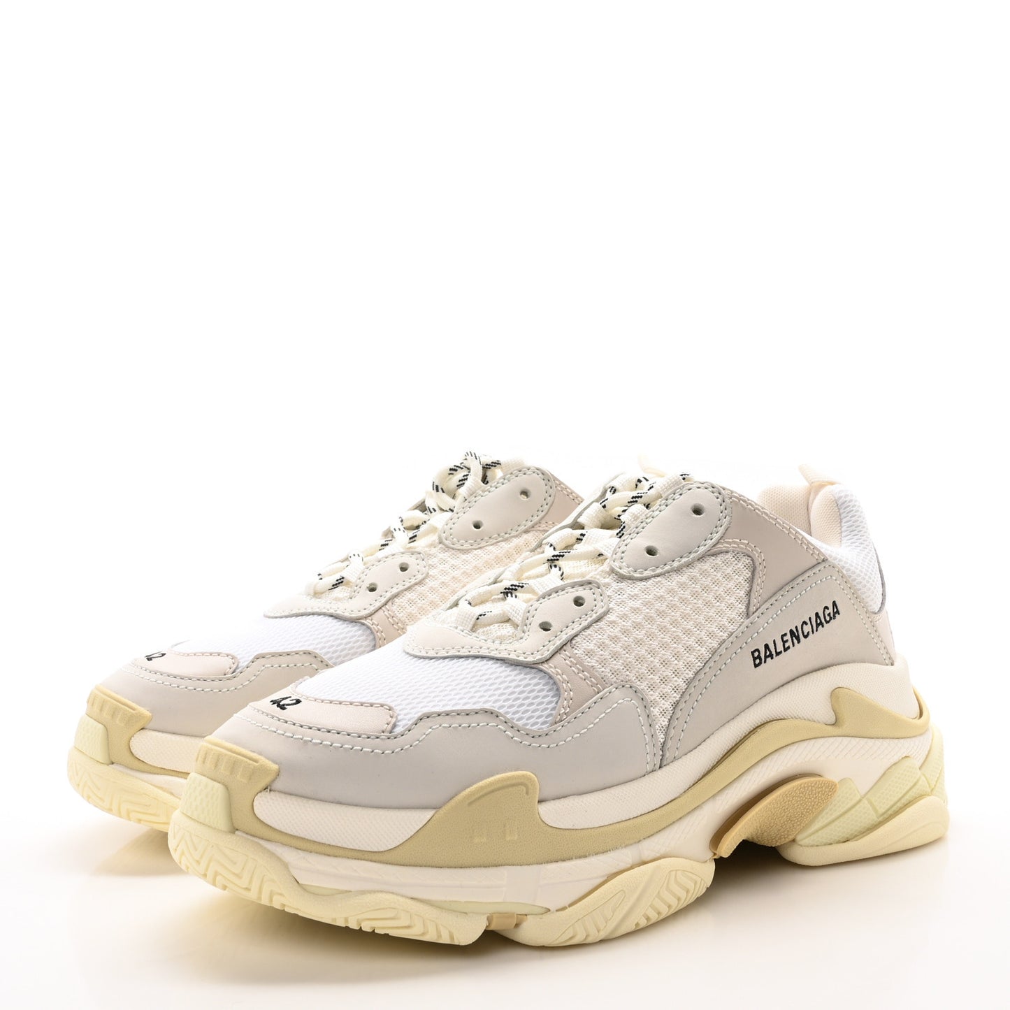 Fabric Mesh Mens Triple S Sneakers 12 White