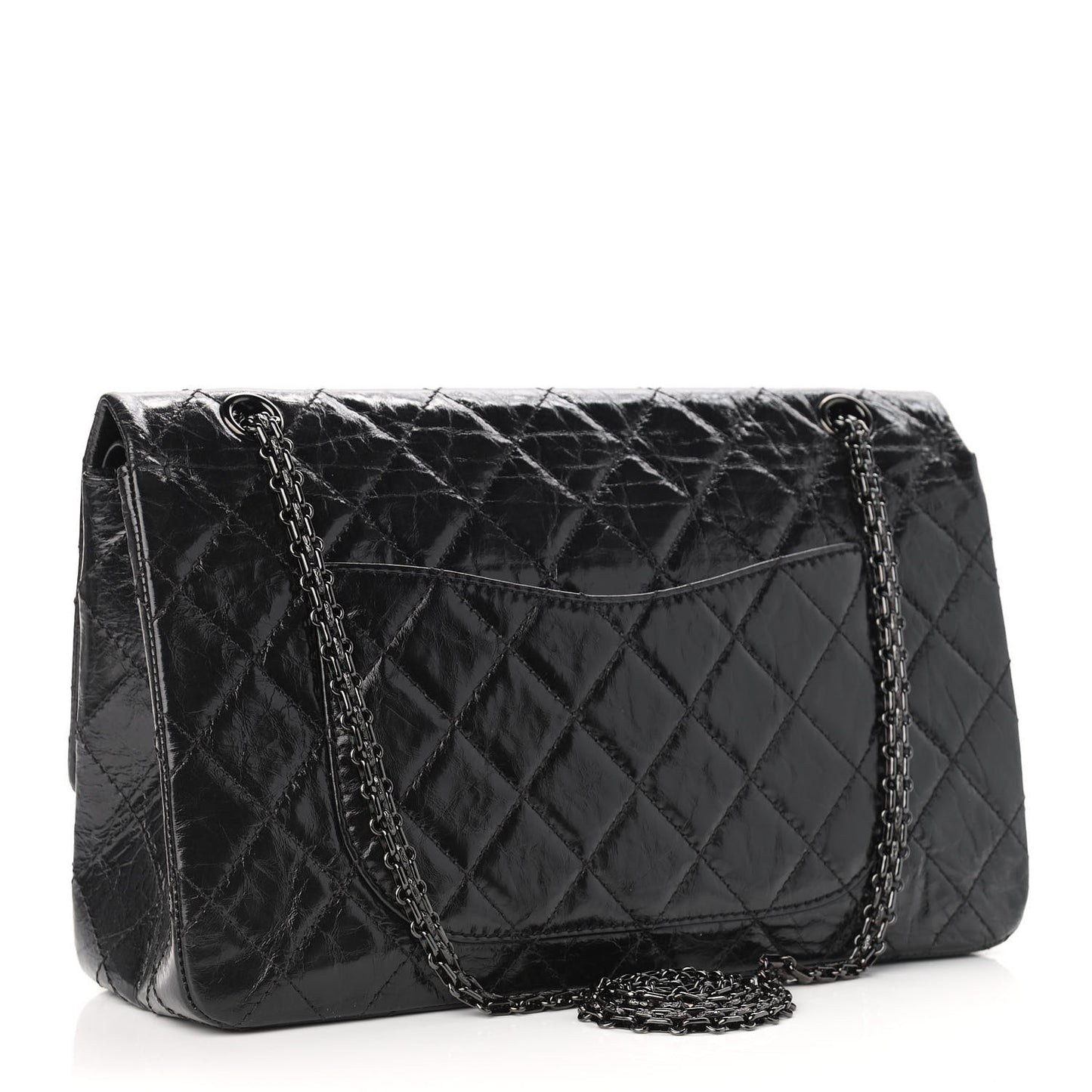 Glazed Aged Calfskin Quilted 2.55 Reissue 227 Flap So Black