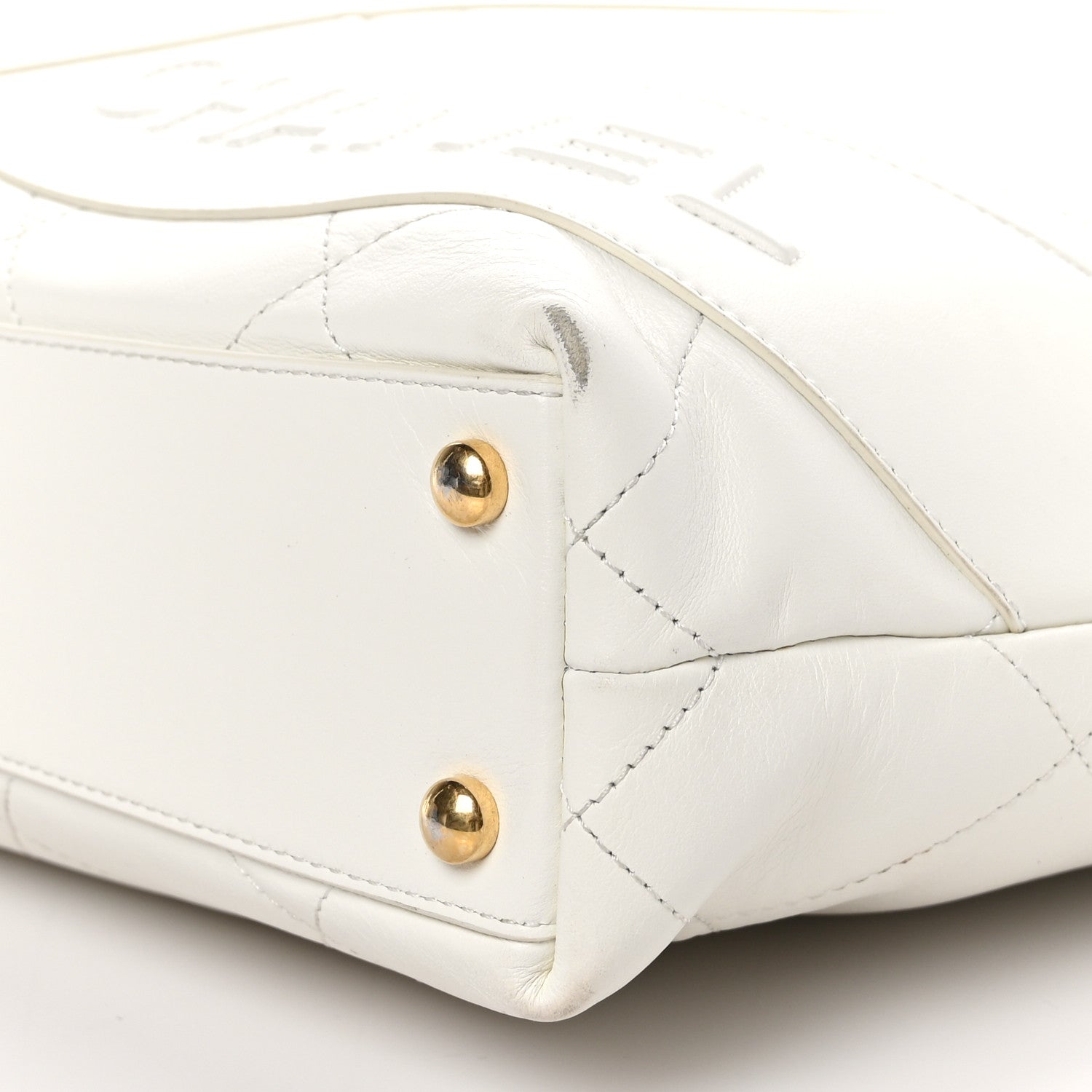 Chanel Calfskin Stitched CC Shopper Tote White 9 of 9