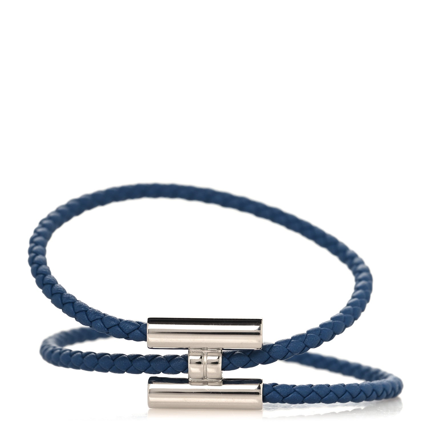 Hermes Swift Double Wrap Cord Tournis Tresse Bracelet Navy 1810183