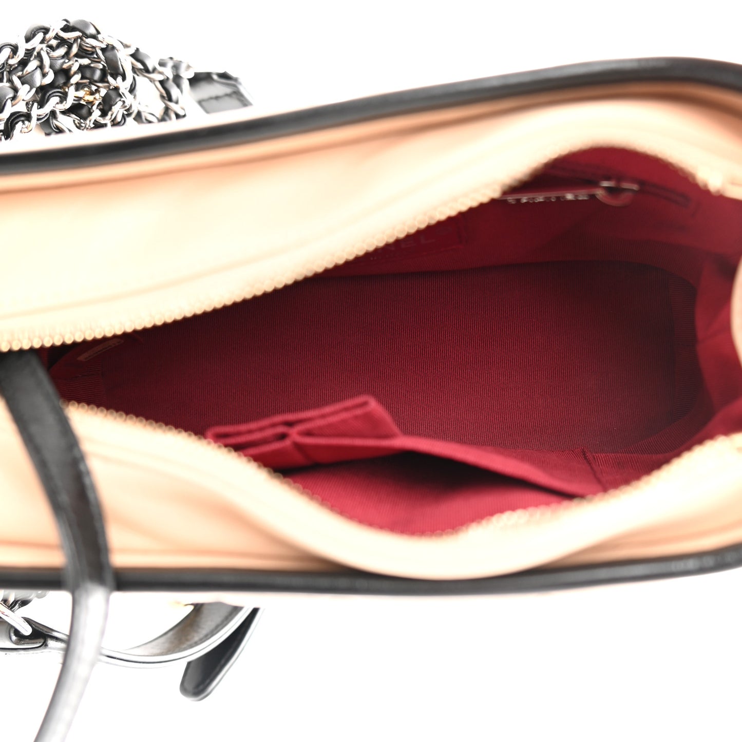 Aged Calfskin Quilted Small Gabrielle Hobo Beige Black