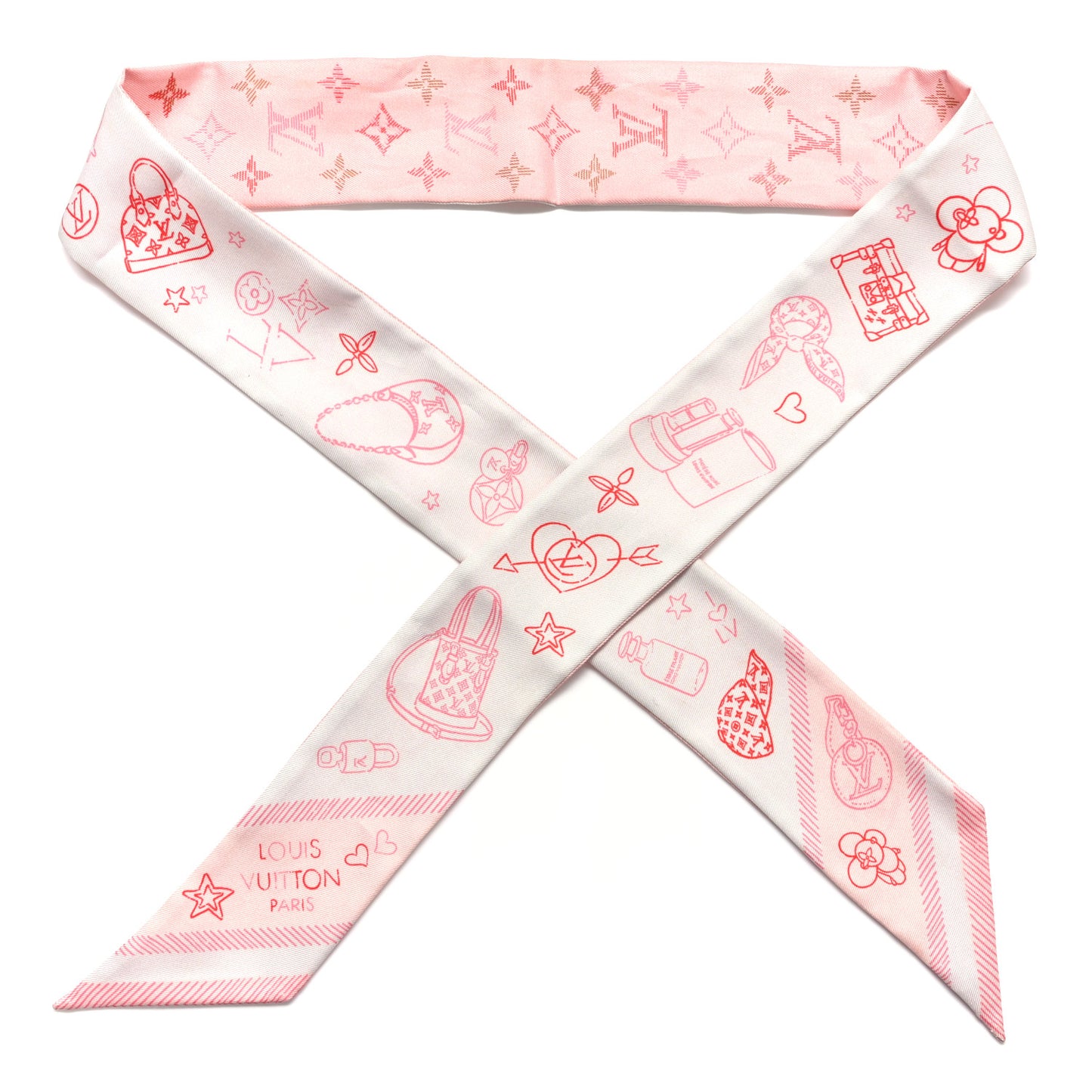 Silk Monogram Essentials LV BB Bandeau Pink Red
