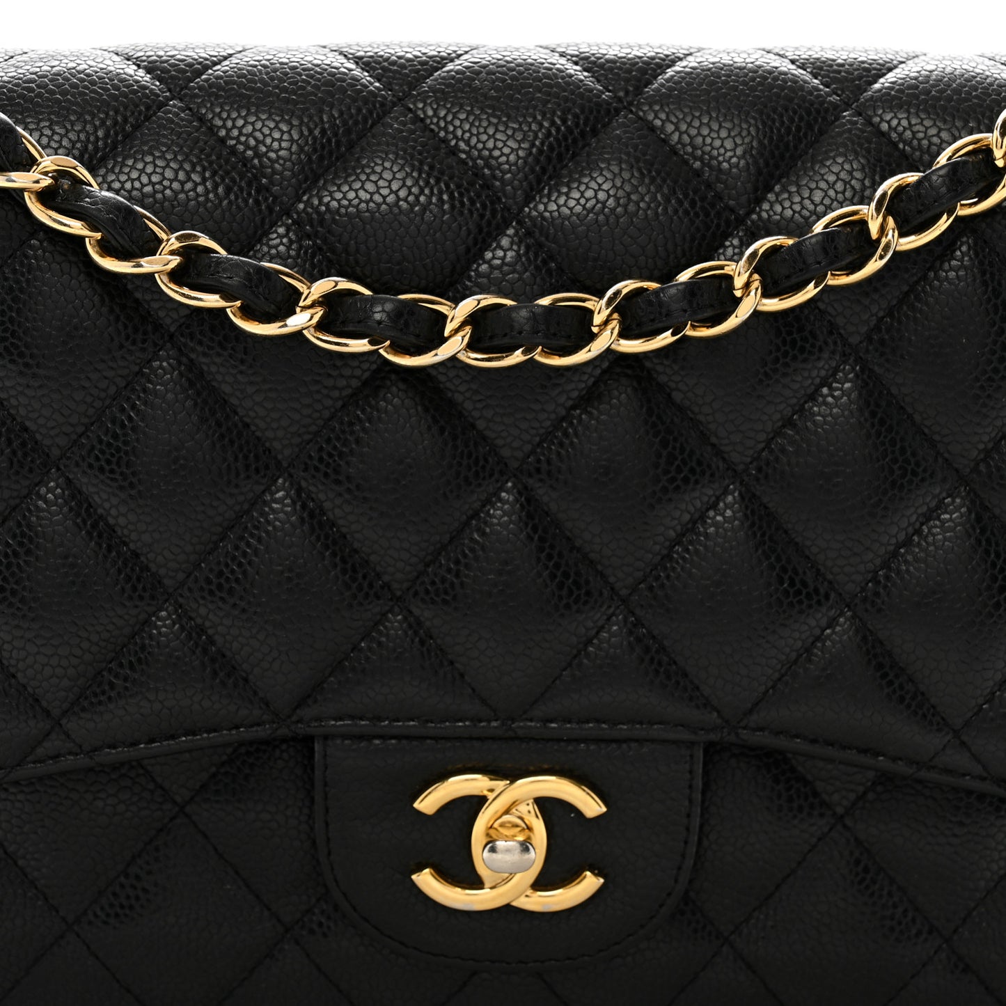 Caviar Quilted Jumbo Double Flap Black
