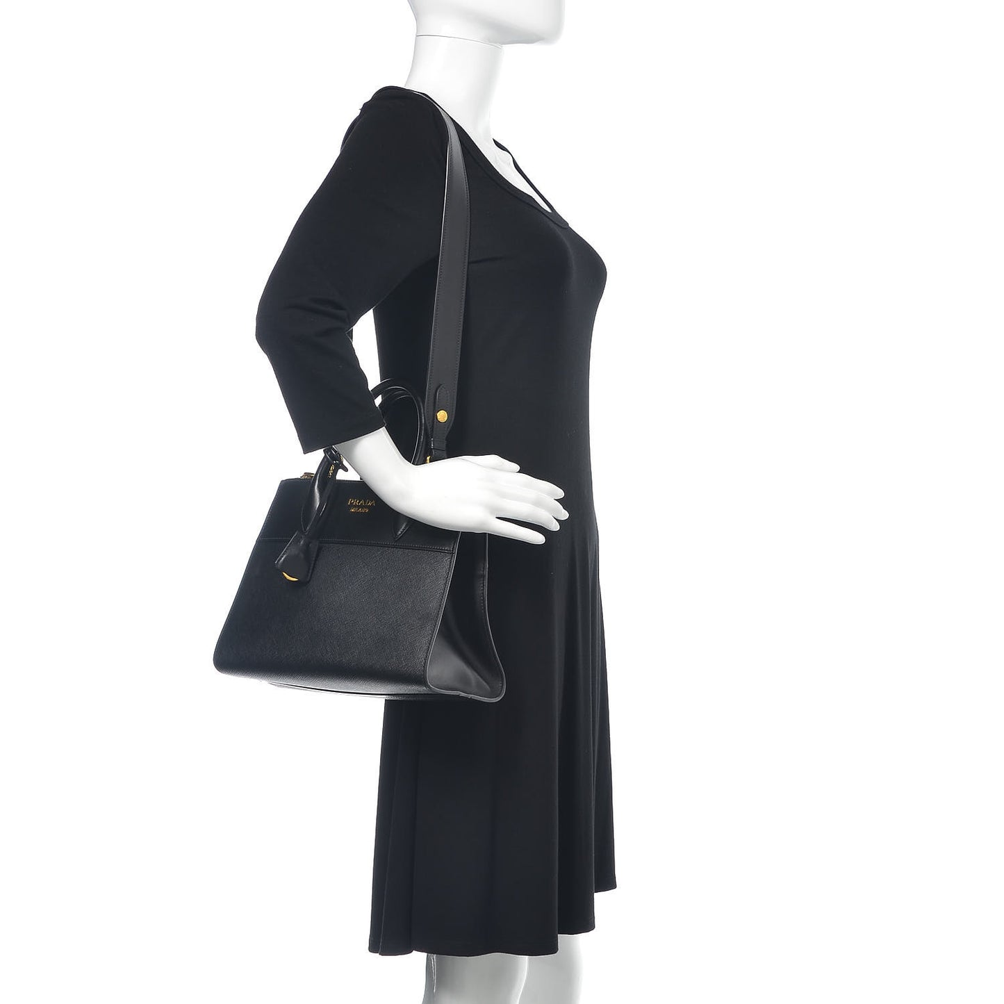 Saffiano City Calfskin Small Esplanade Tote Black