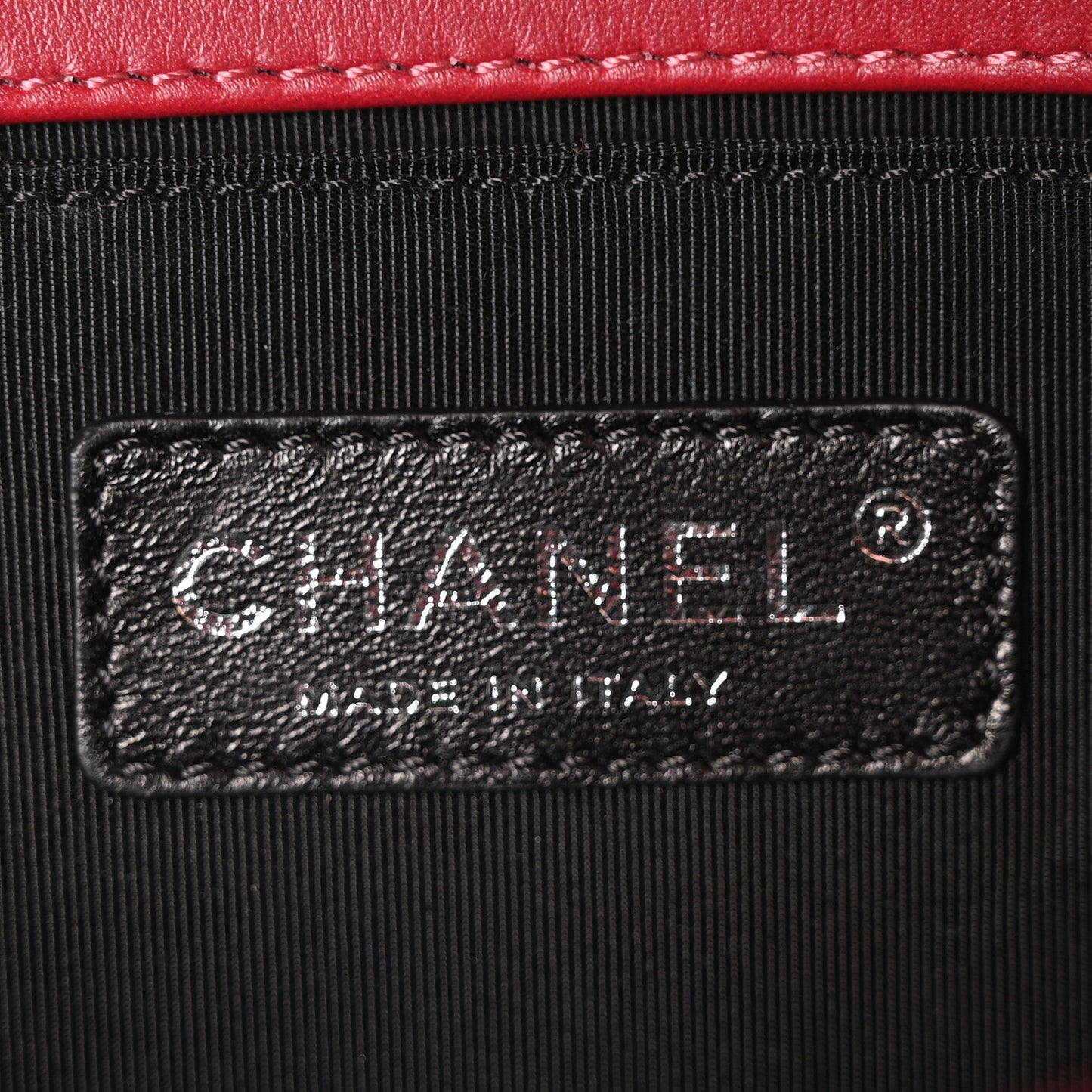 Lambskin Chevron Chain Stitched Medium Boy Flap Dark Red