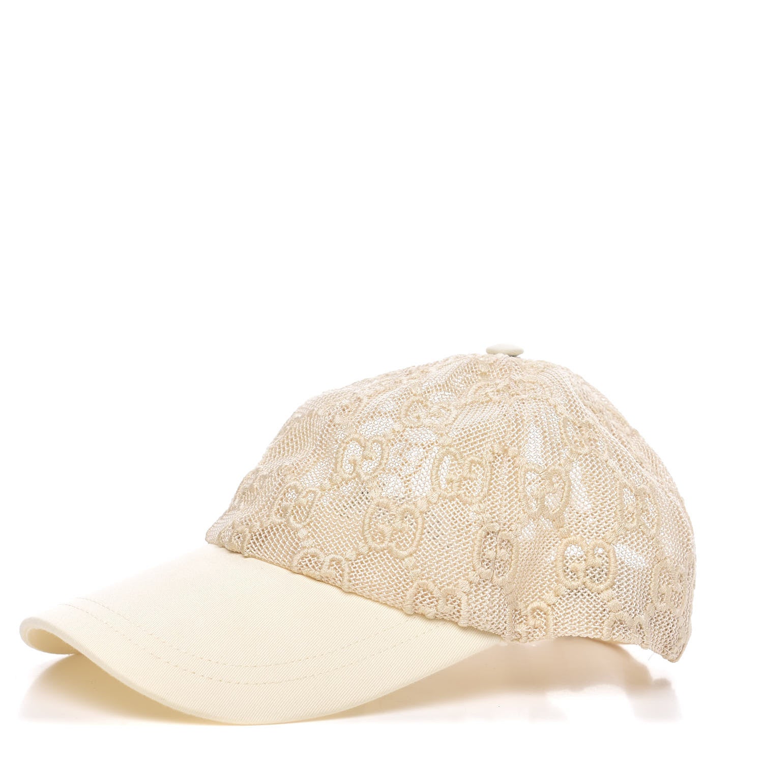 Gucci Mesh GG Monogram Shivali Baseball Hat M Cream Ivory 557482