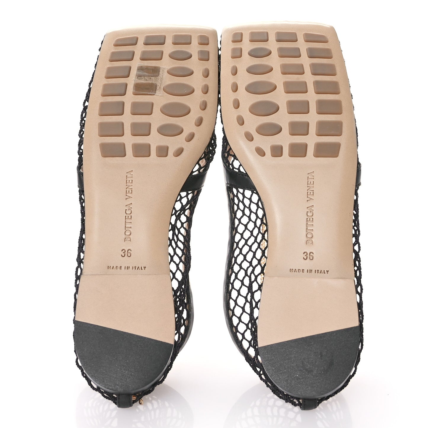 Mesh Nappa Chunky Chain Stretch Ballerina Flats 36 Black
