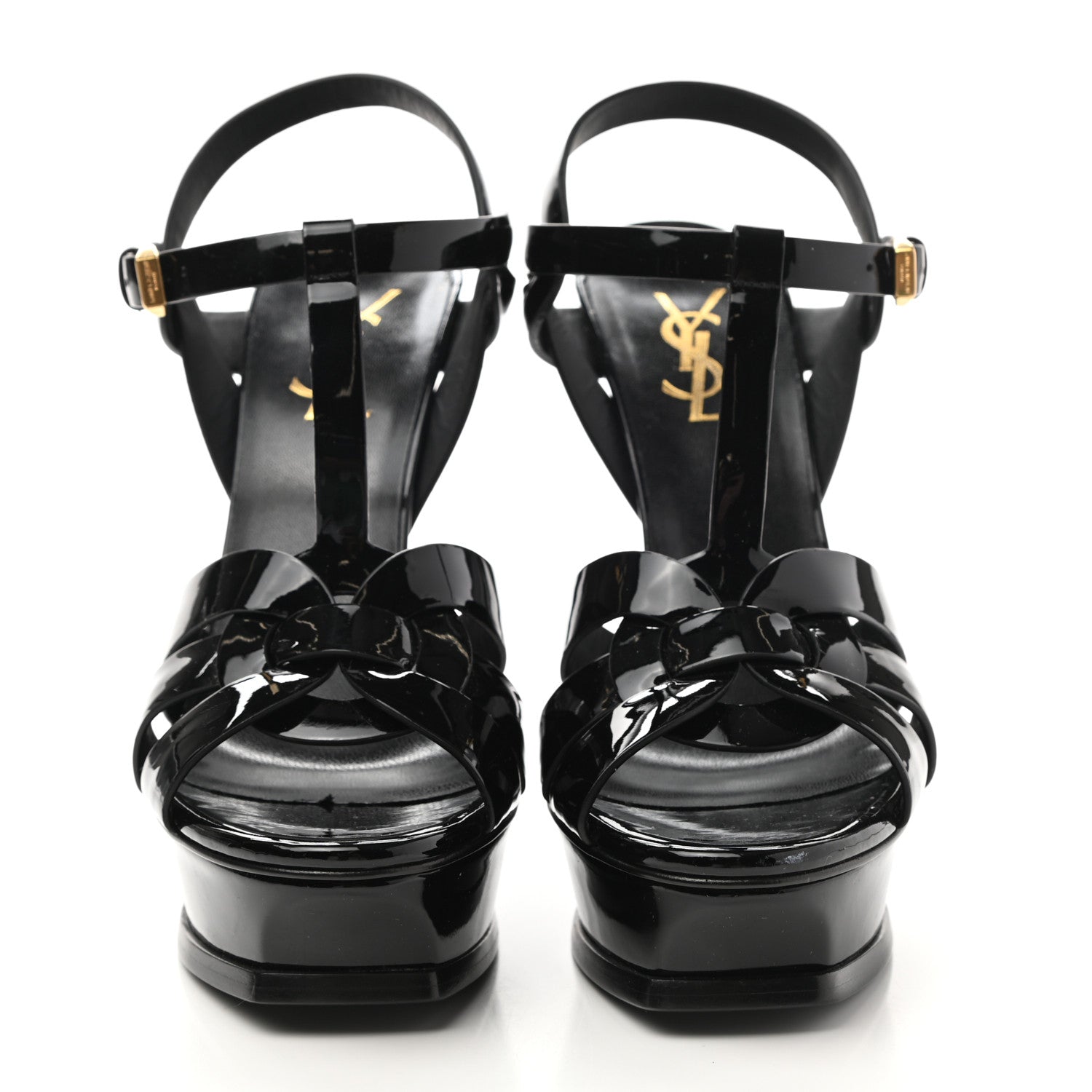 Saint Laurent Patent Tribute 105 Platform Sandals 37 Black 2 of 11