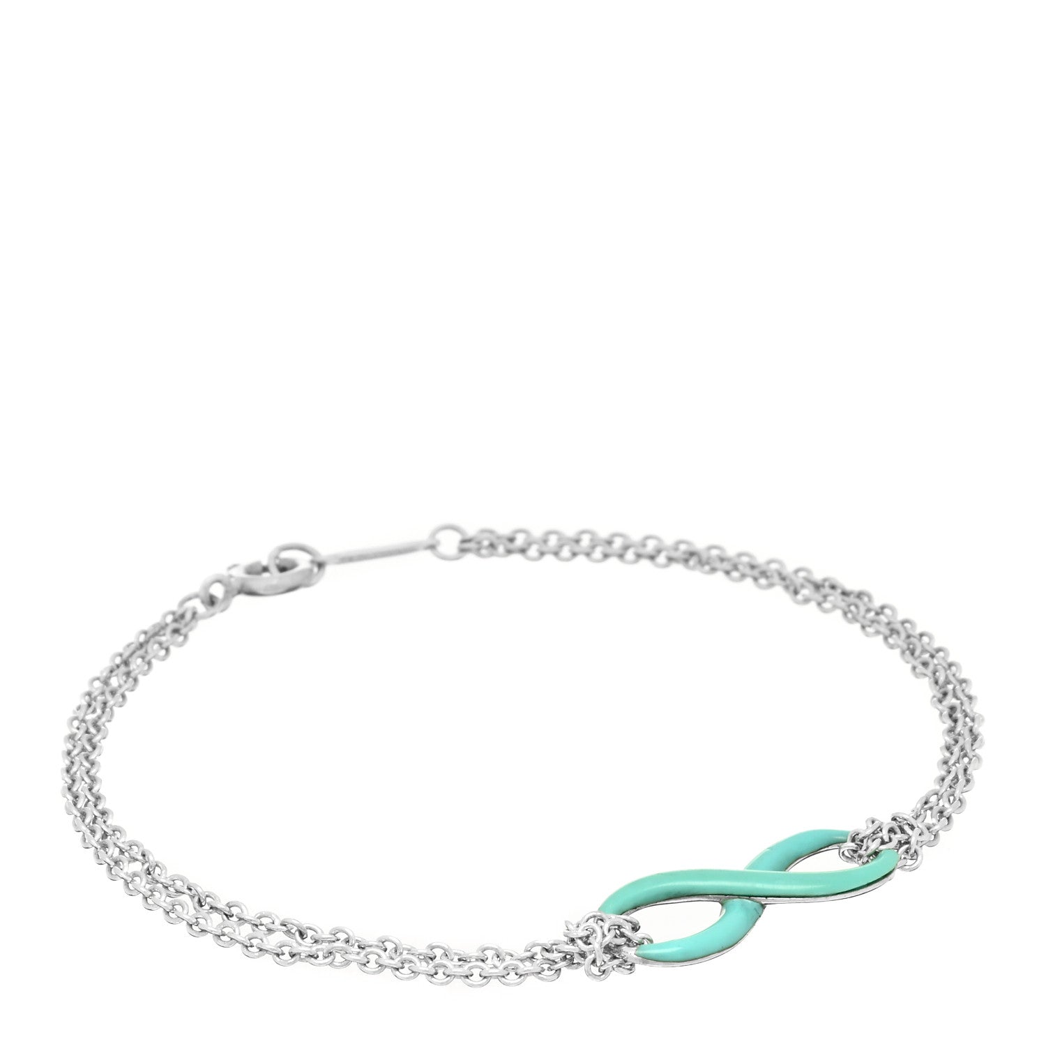 Tiffany Sterling Silver Enamel Infinity Bracelet Blue 1 of 3