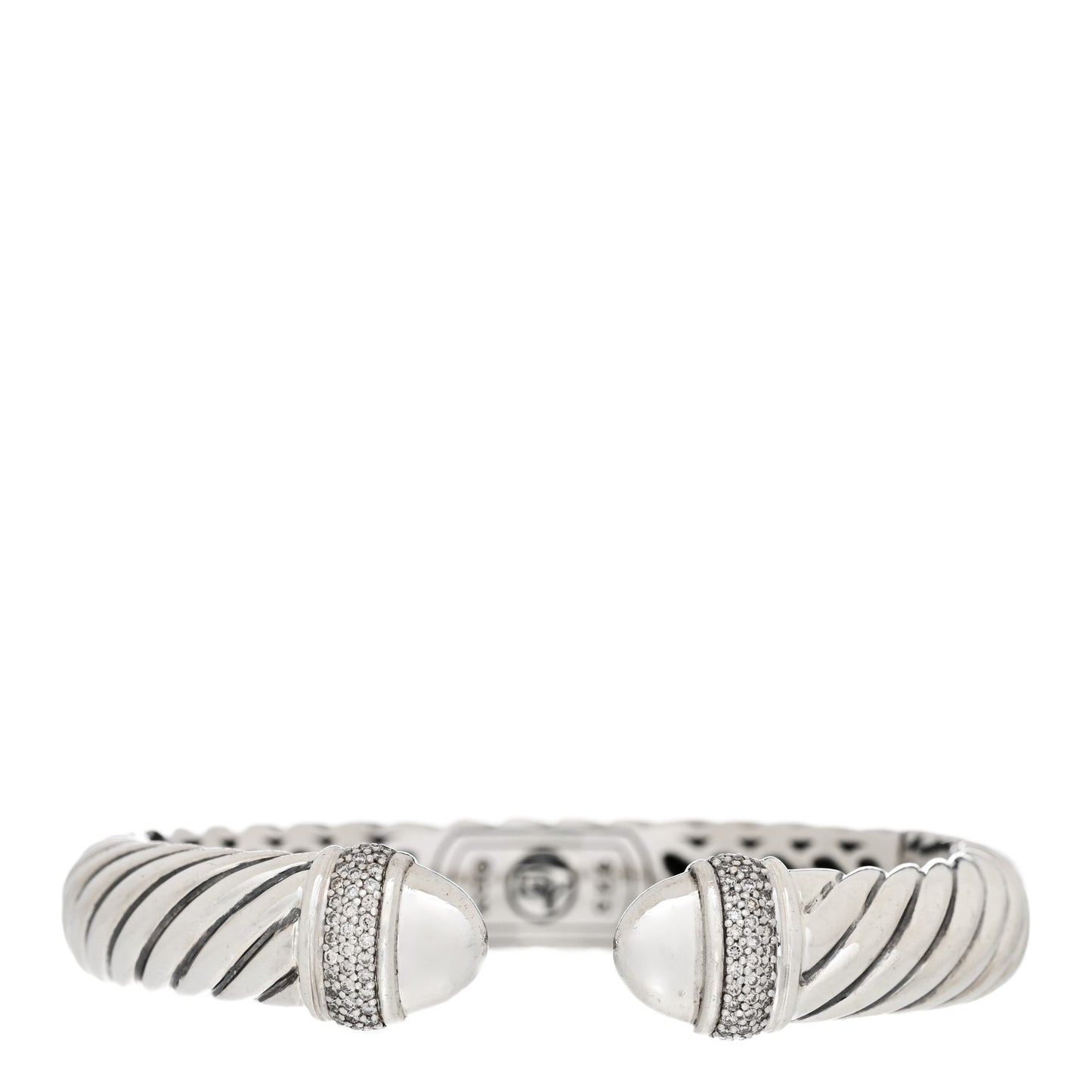 Sterling Silver Diamond 10mm Sculpted Cable Bracelet