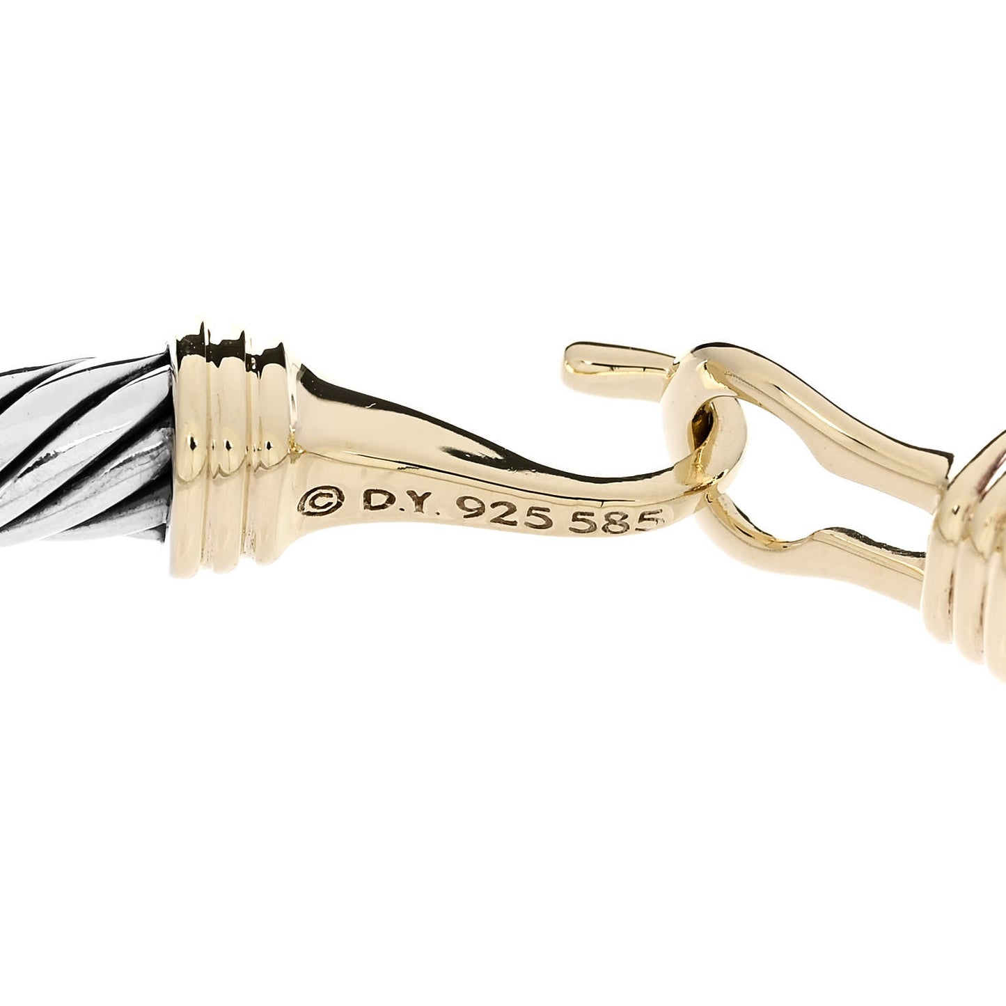 Sterling Silver 14K Yellow Gold 5mm Cable Classic Buckle Bracelet
