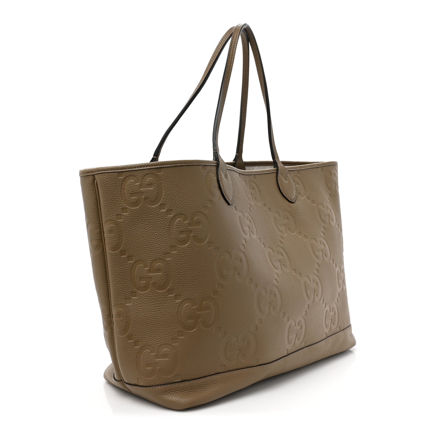 Monogram Jumbo GG Calfskin Web Large Shopping Tote Taupe