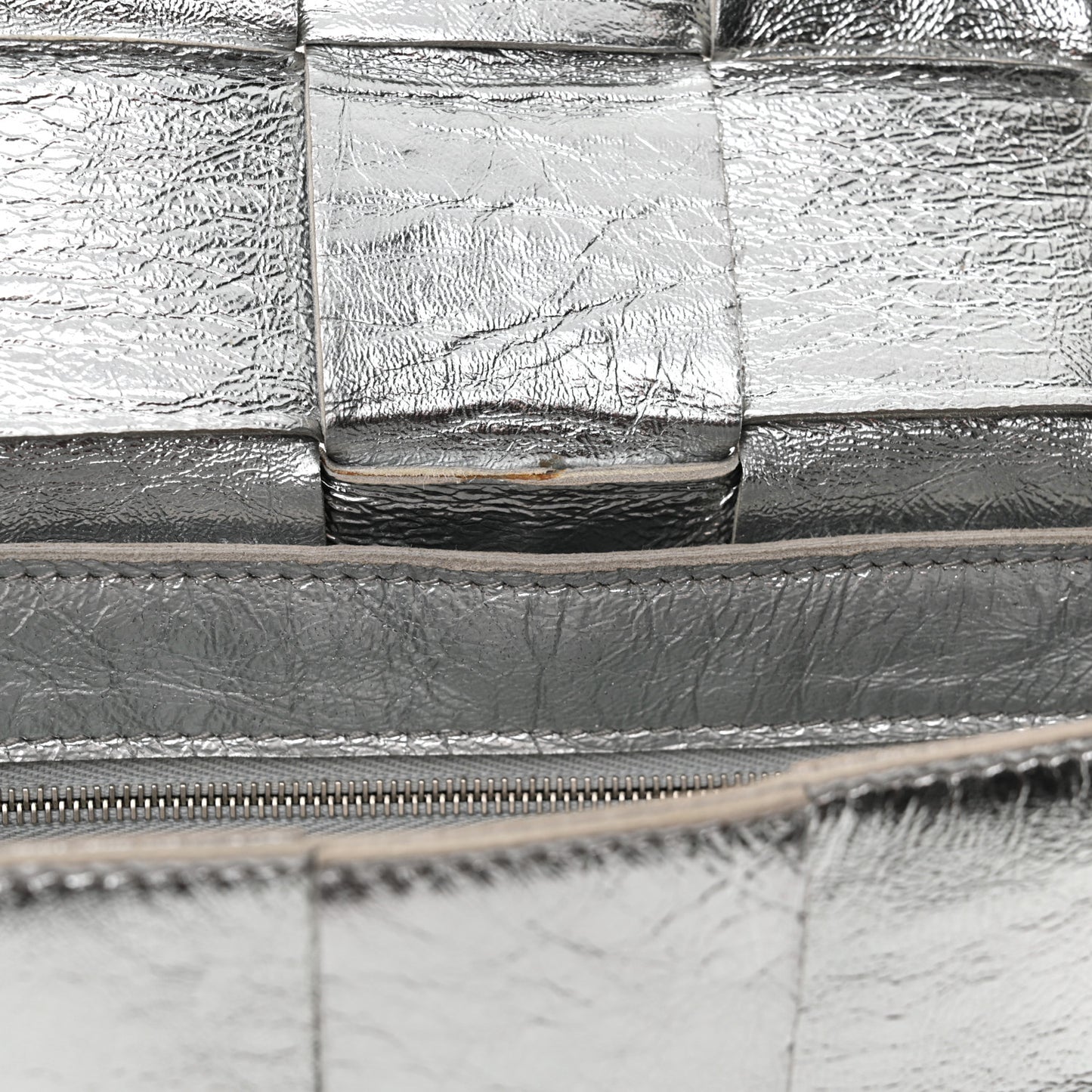Metallic Lambskin Maxi Intrecciato Cassette Crossbody Bag Silver