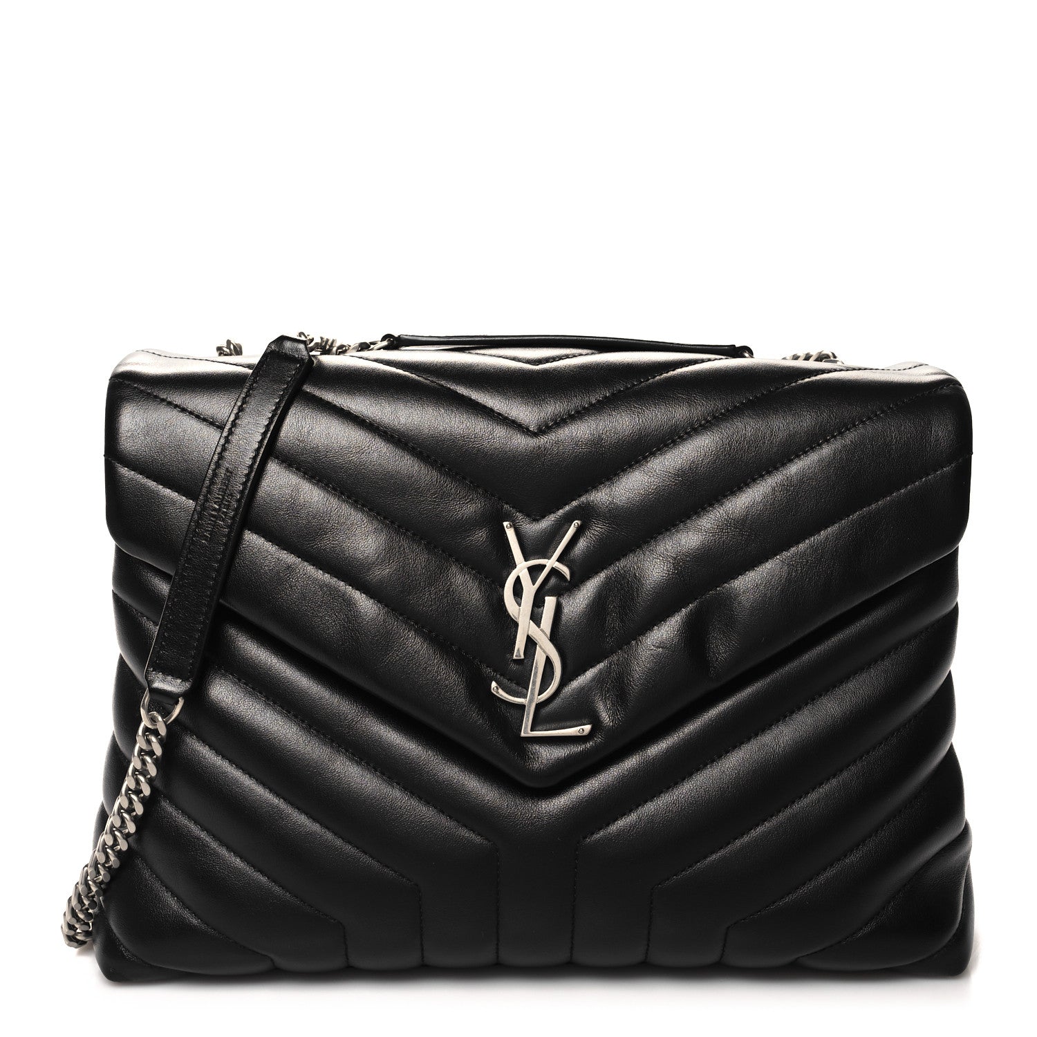 Saint Laurent Calfskin Y Quilted Monogram Medium Loulou Chain Satchel Black 1 of 10