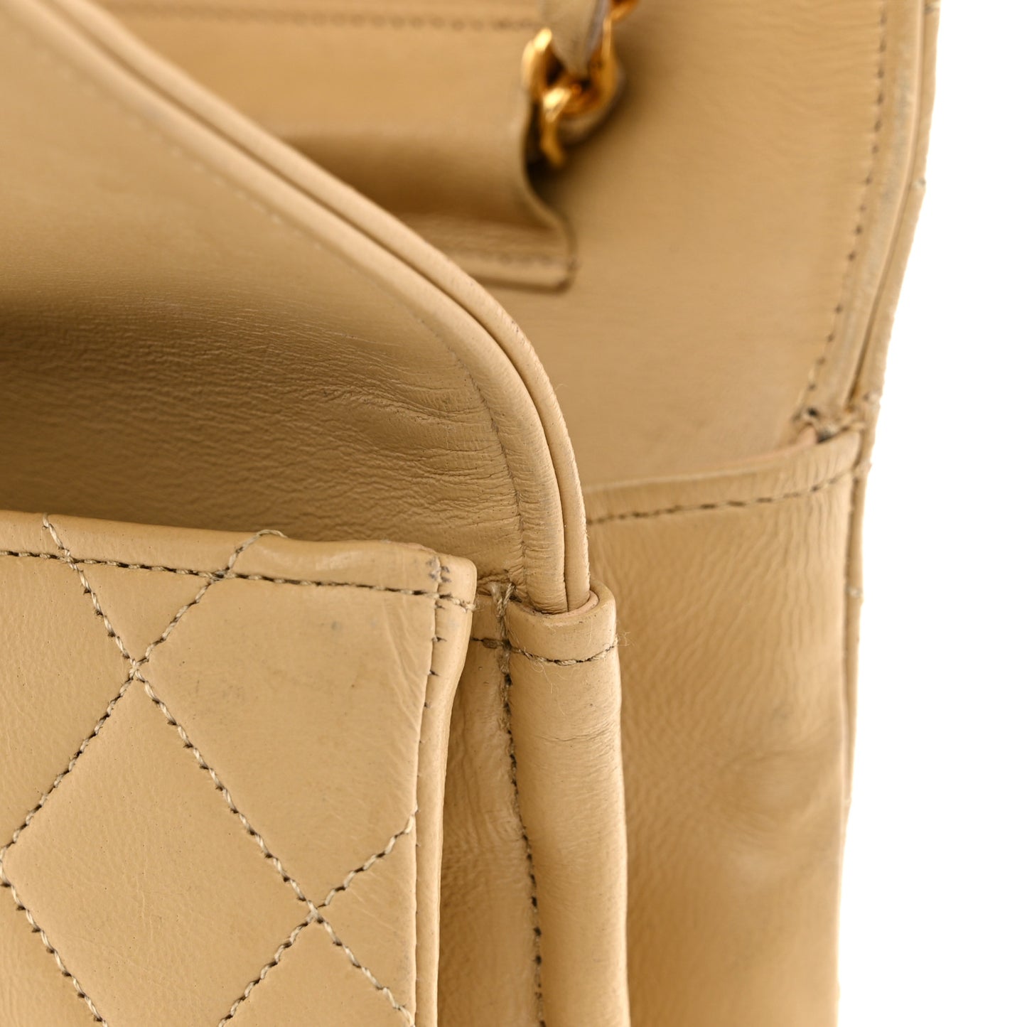Lambskin Quilted Medium Single Flap Beige