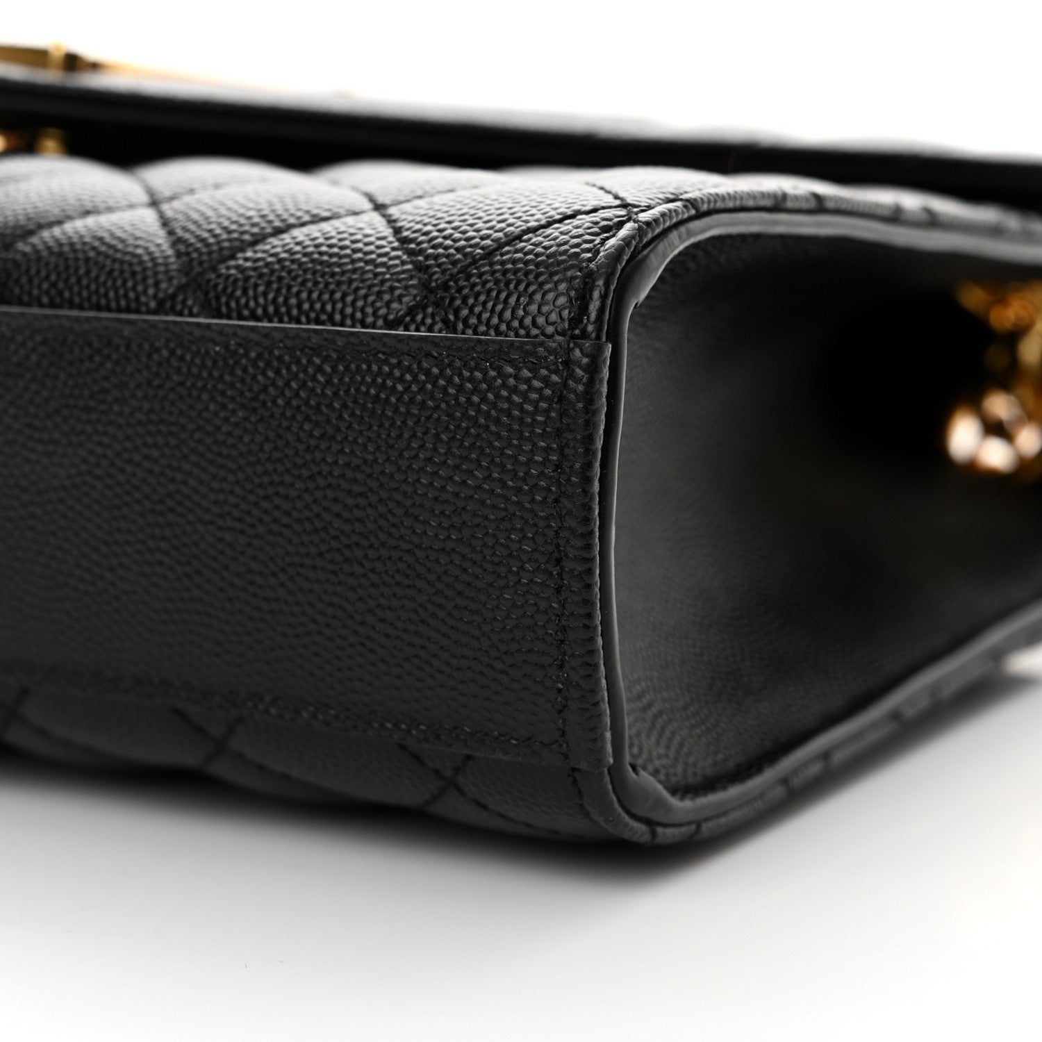 Saint Laurent Grain De Poudre Textured Mixed Matelasse Triquilt Medium Monogram Satchel Black 10 of 10