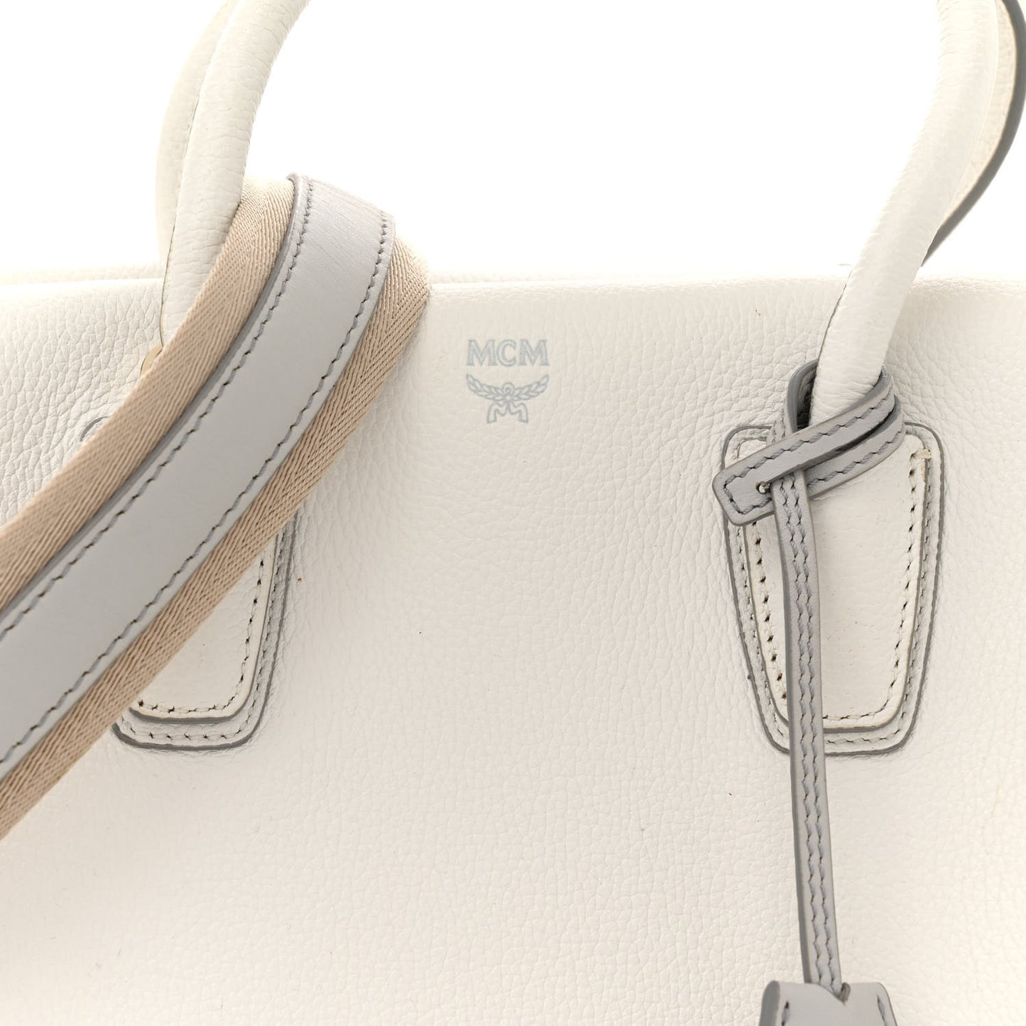Grained Calfskin Medium Milla Tote White