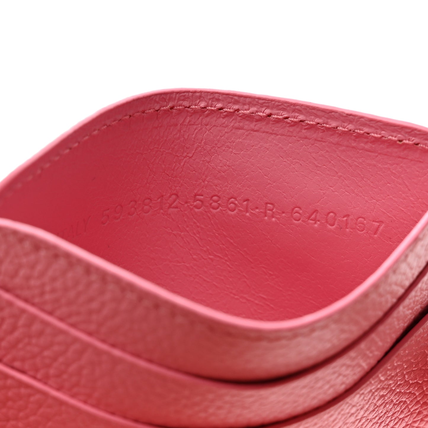 Grained Calfskin Logo Cash Rounded Card Holder Pink Black