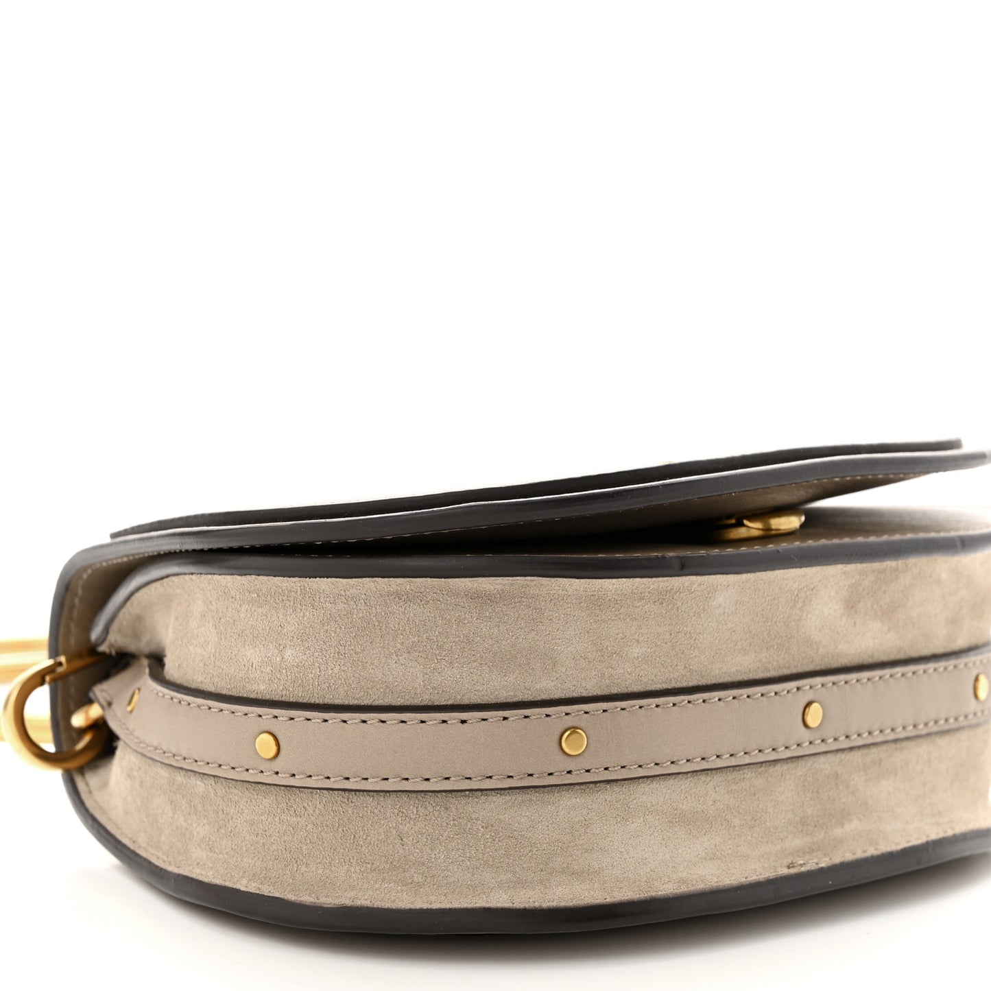 Calfskin Suede Small Nile Bracelet Bag Motty Grey