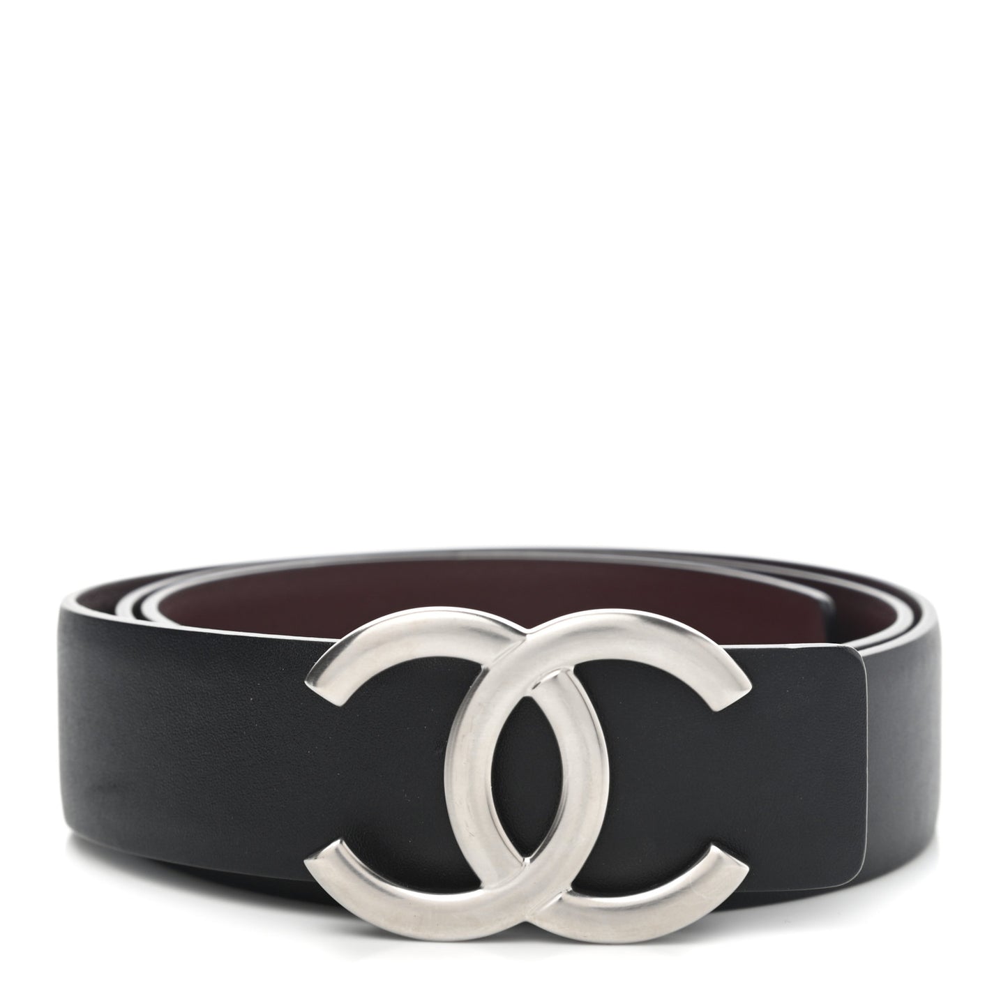 Calfskin CC Reversible Belt 85 Black Burgundy
