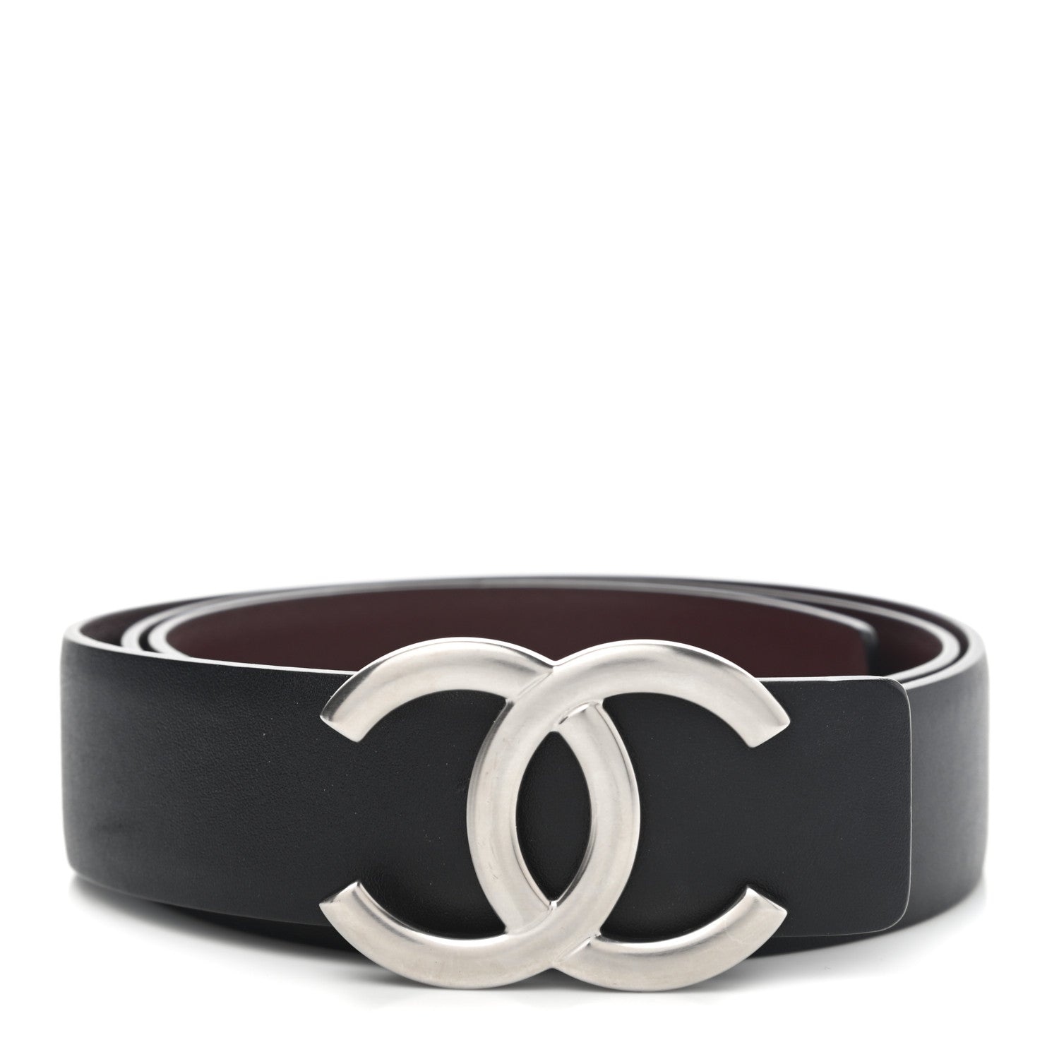 Chanel Calfskin CC Reversible Belt 85 Black Burgundy 1 of 9
