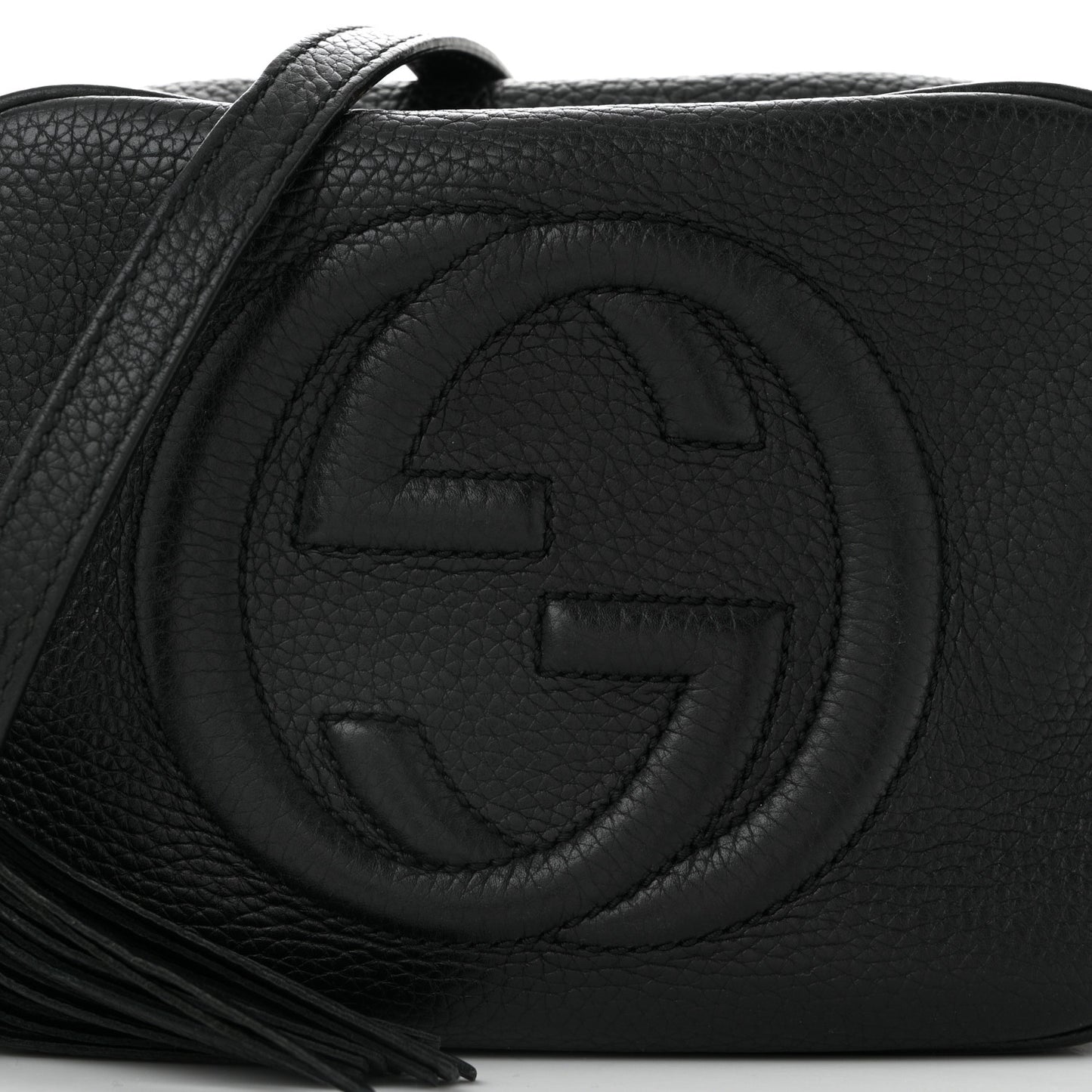 Pebbled Calfskin Small Soho Disco Bag Black