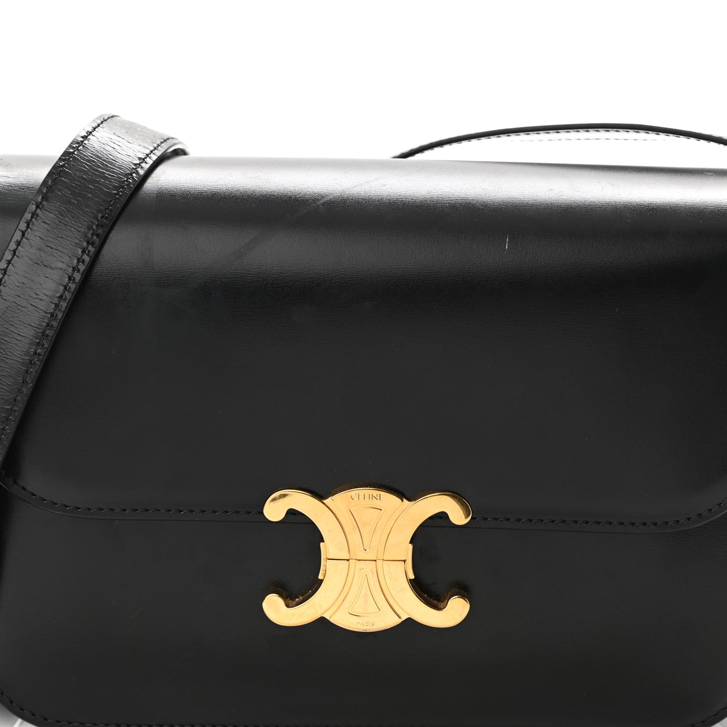 Shiny Calfskin Medium Triomphe Black