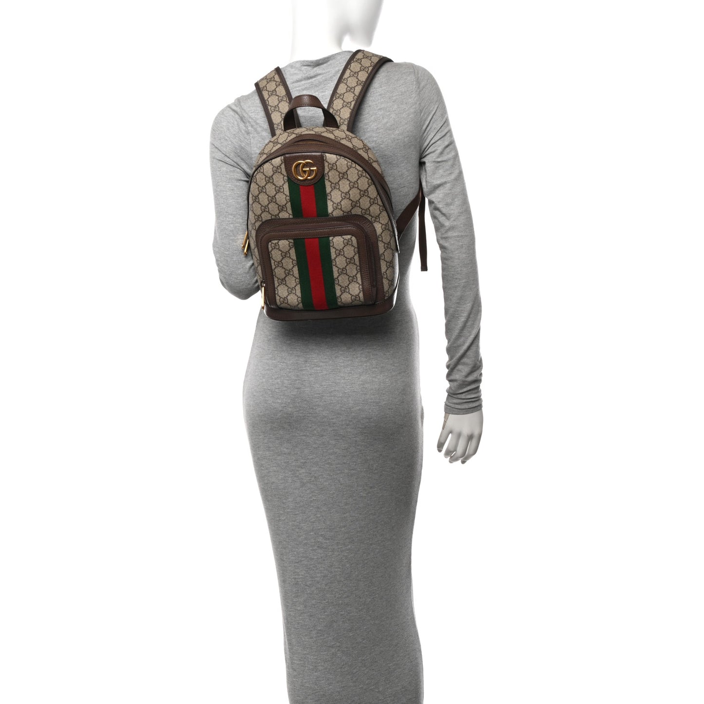 GG Supreme Monogram Calfskin Web Small Ophidia Day Backpack Beige Ebony New Acero