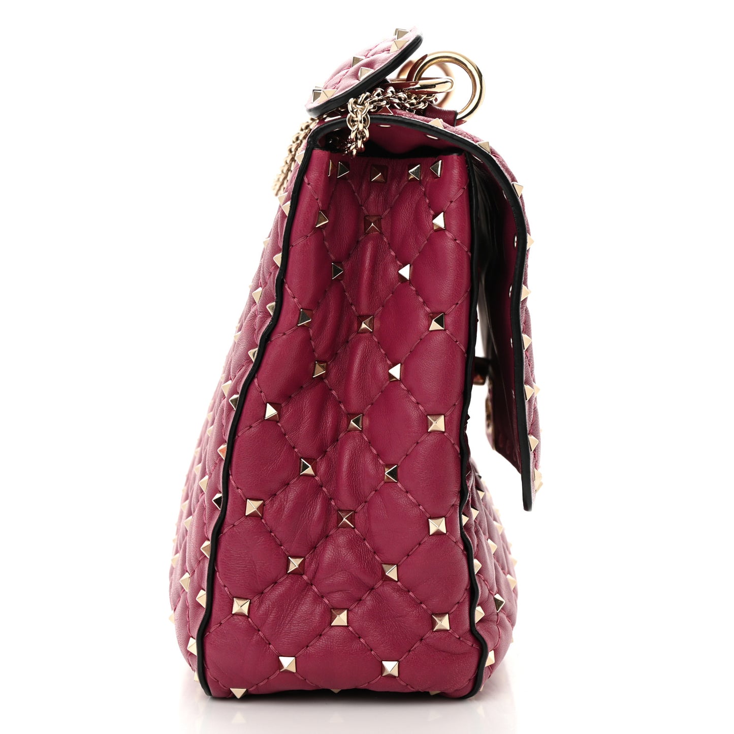 Nappa Large Rockstud Spike Shoulder Bag Camelia