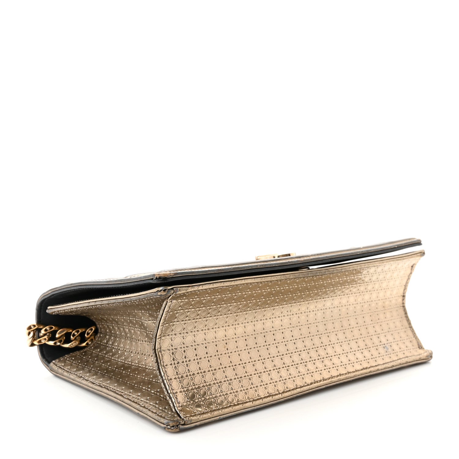 Christian Dior Metallic Patent Micro-Cannage Medium Diorama Flap Bag Gold 4 of 18