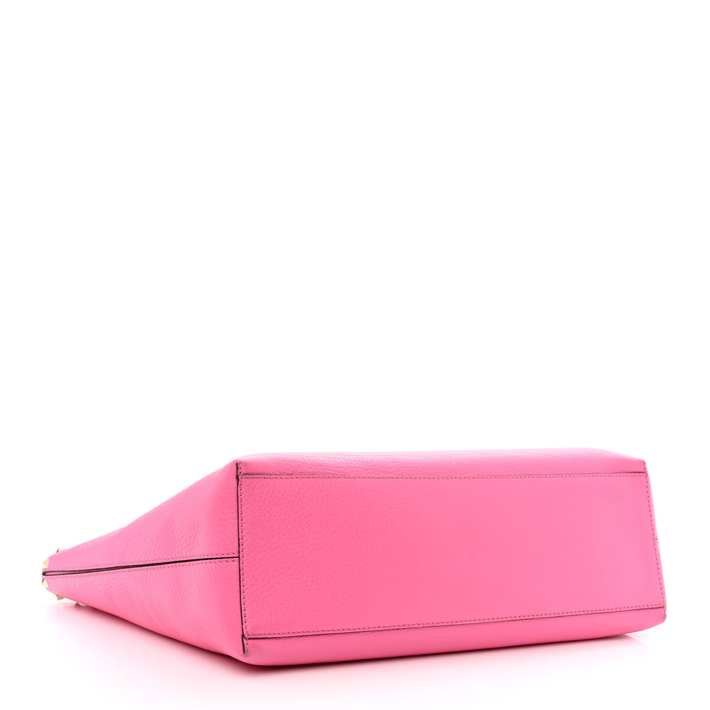 Grained Calfskin Rockstud Shoulder Tote Feminine Pink
