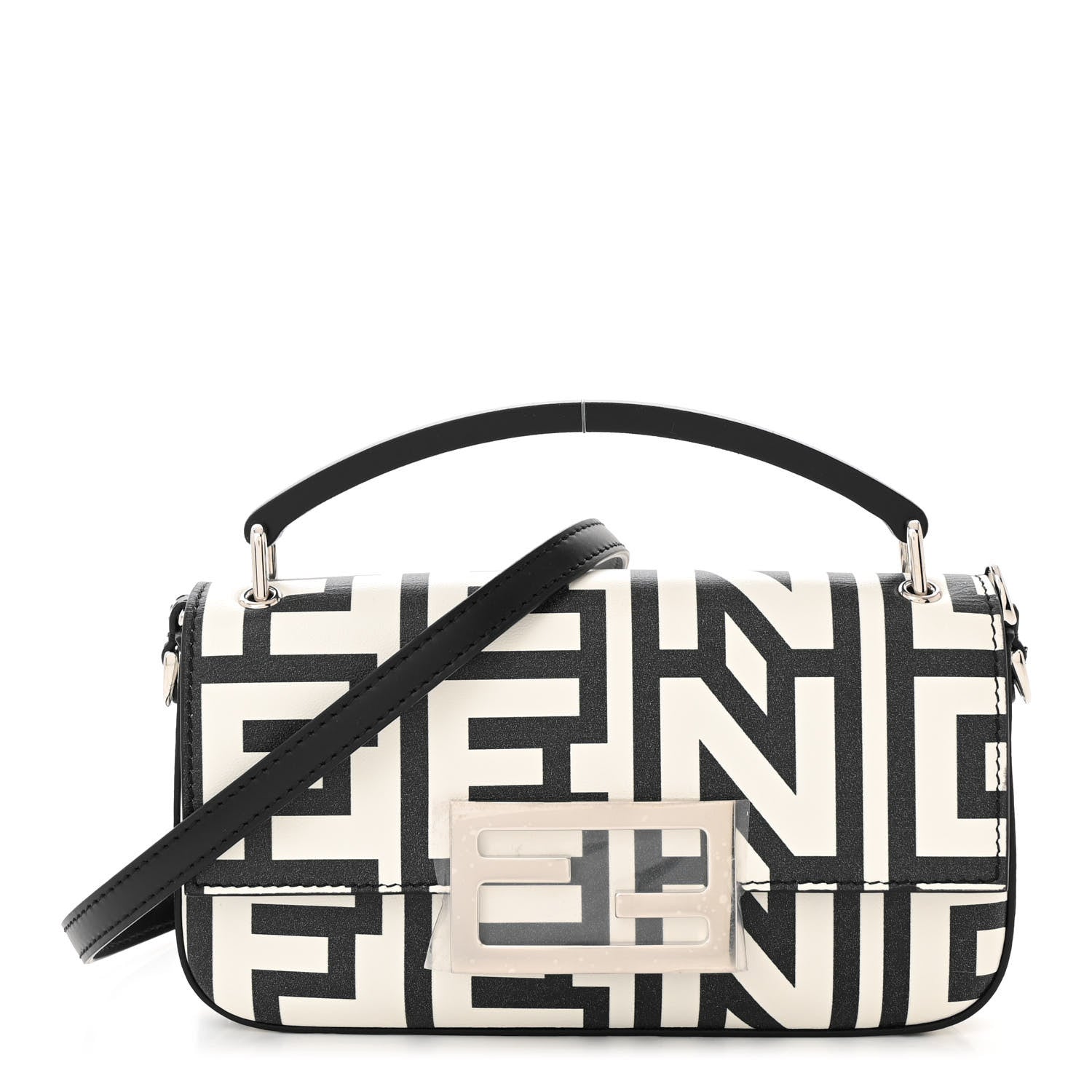 Fendi X MARC JACOBS Nappa Vitello King Logo Print Phone Baguette White Black 1 of 10