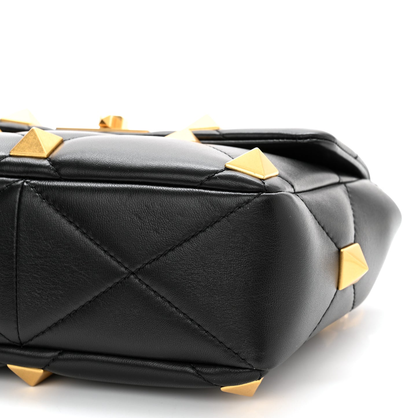 Nappa Medium Roman Stud Shoulder Bag Black