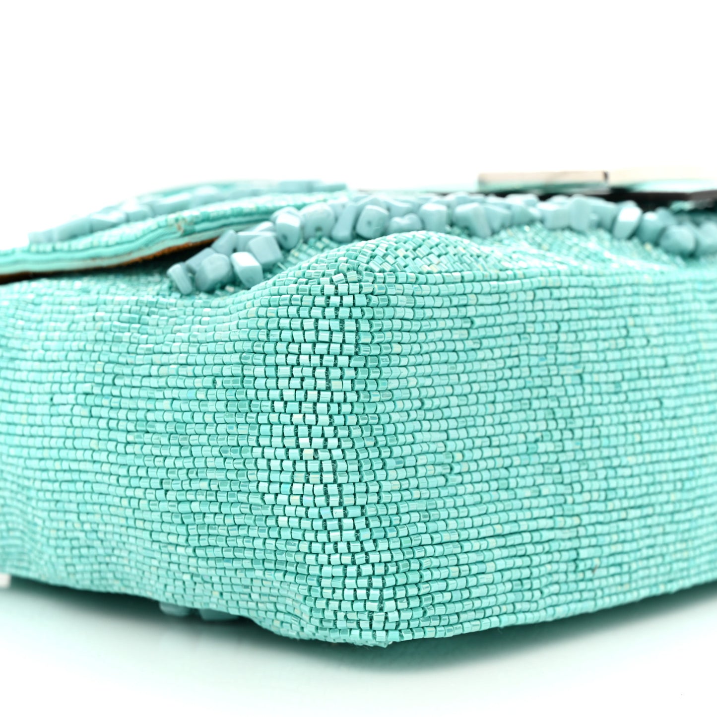 Rolling Stone Vitello Seta Bead Embroidered Re-Edition Baguette Spring Turquoise